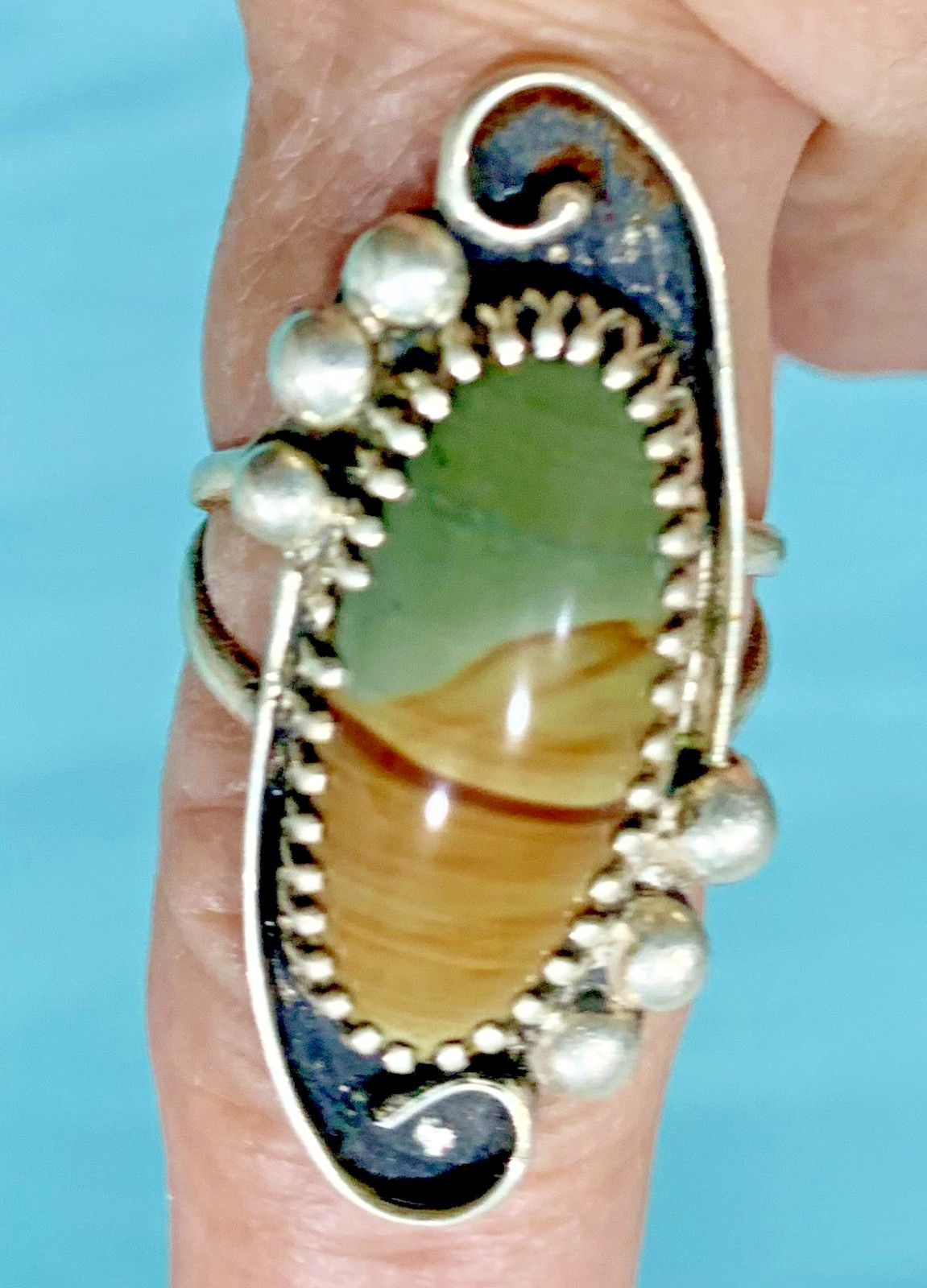 Picture Jasper Ring Sterling Silver Size 7.5 Vintage – American Made