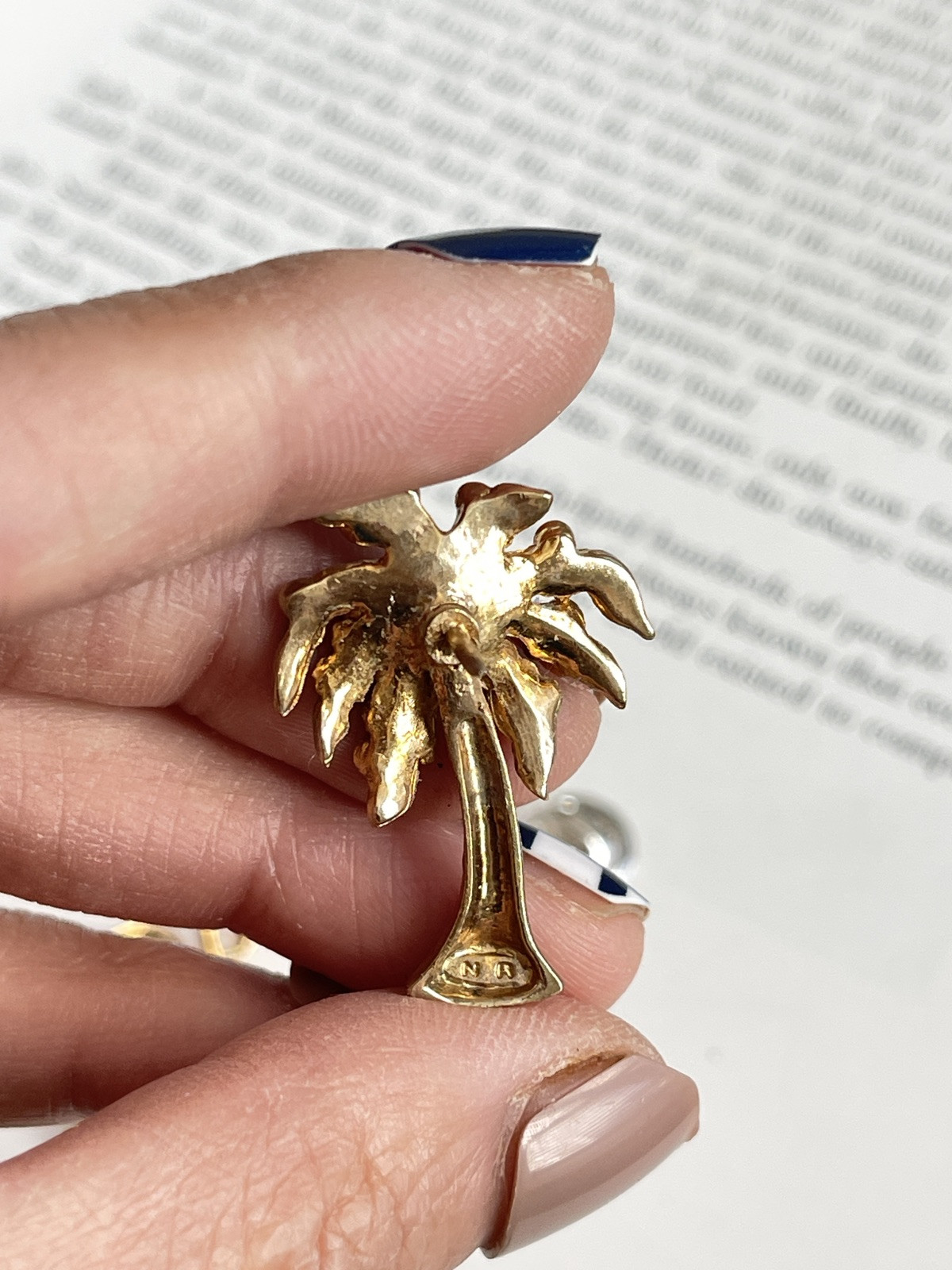 VTG Set of 2 Signed N A Flamingo & Palm Tree Rhinestone Enamel Pins Brooches