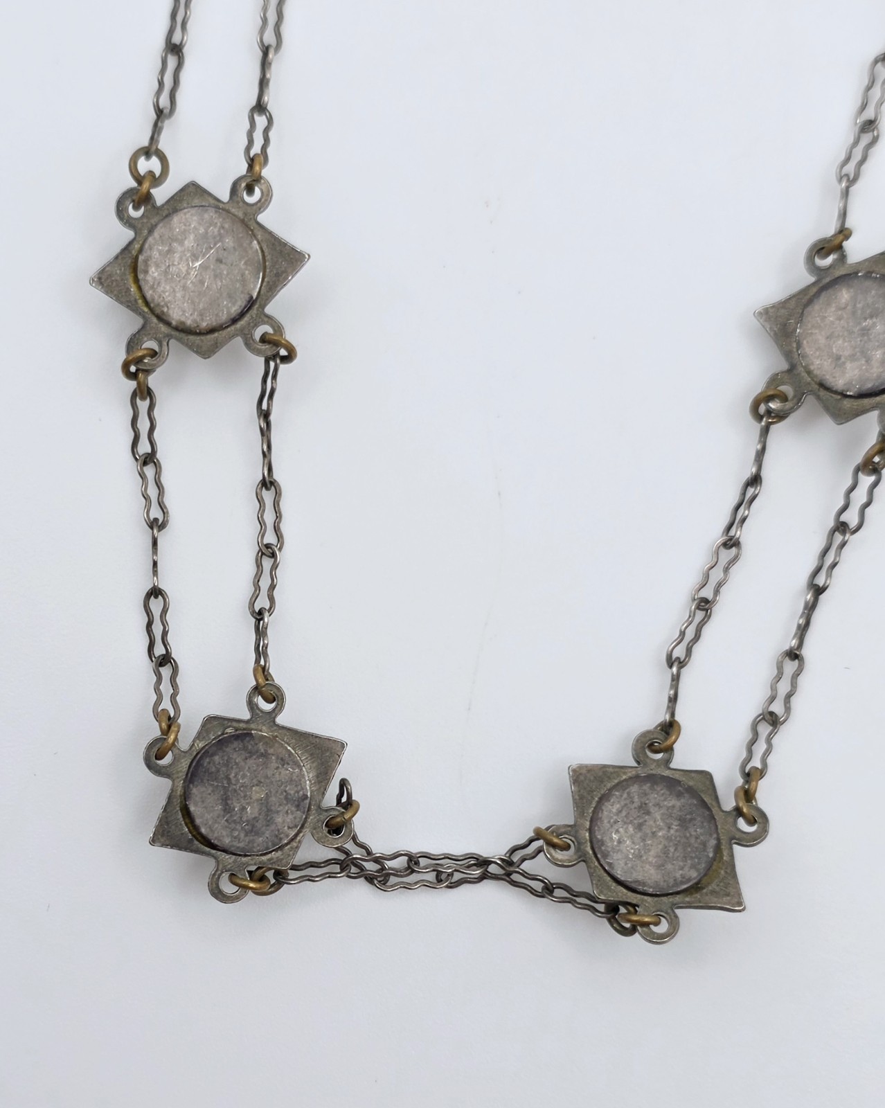 Liz Palacios SF Vintage Crystal Festoon Necklace Filigree Multistrand Art Deco
