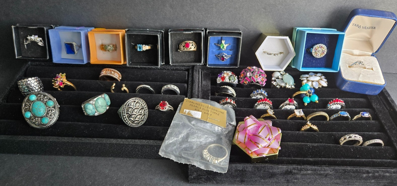 Vintage Estate Ring Lot 40pc 925 Sterling Silver Signed Avon 10k GP