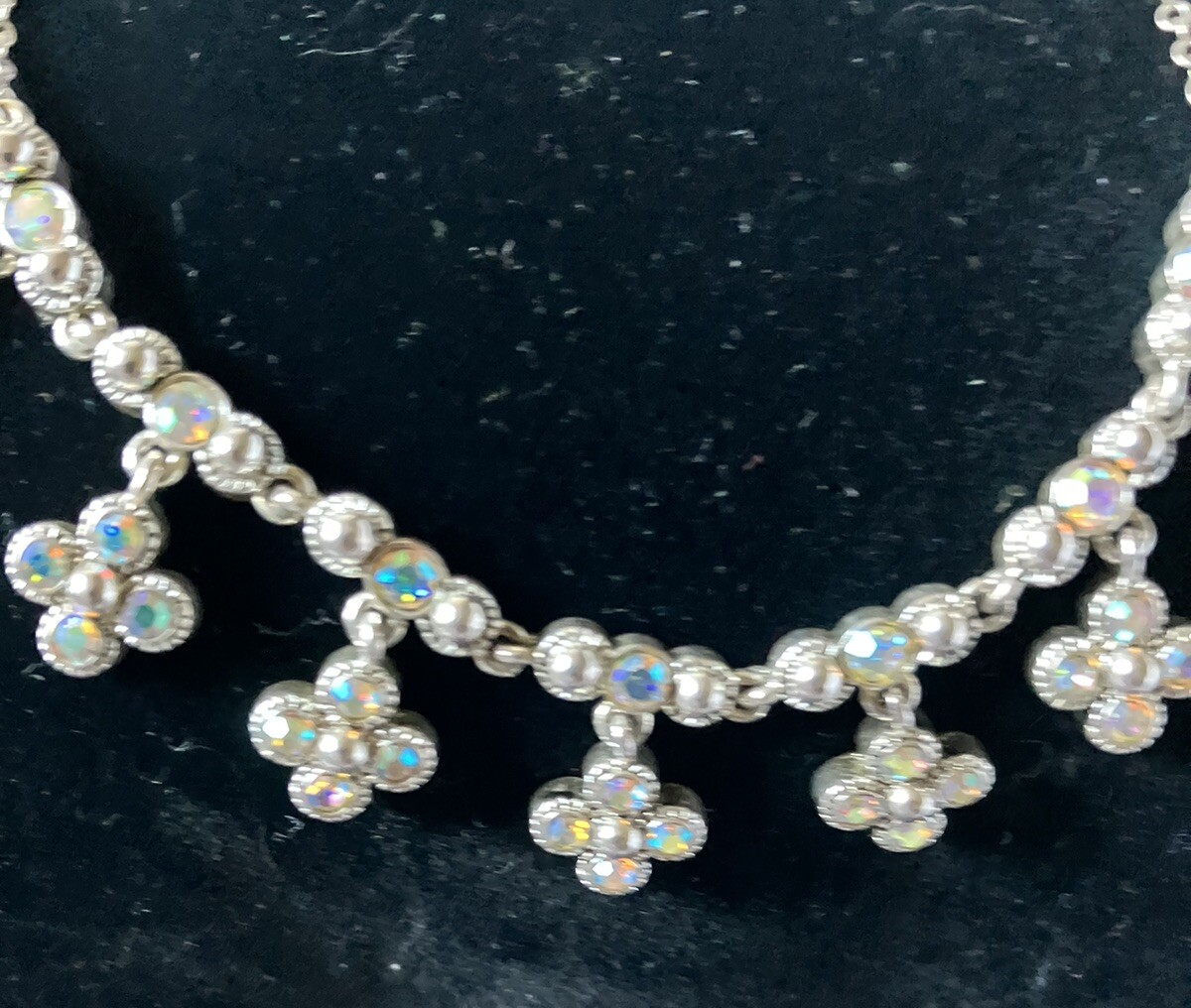 Vintage Napier Aurora Borialis Rhinestone Necklace And Earring Set 16 Inches