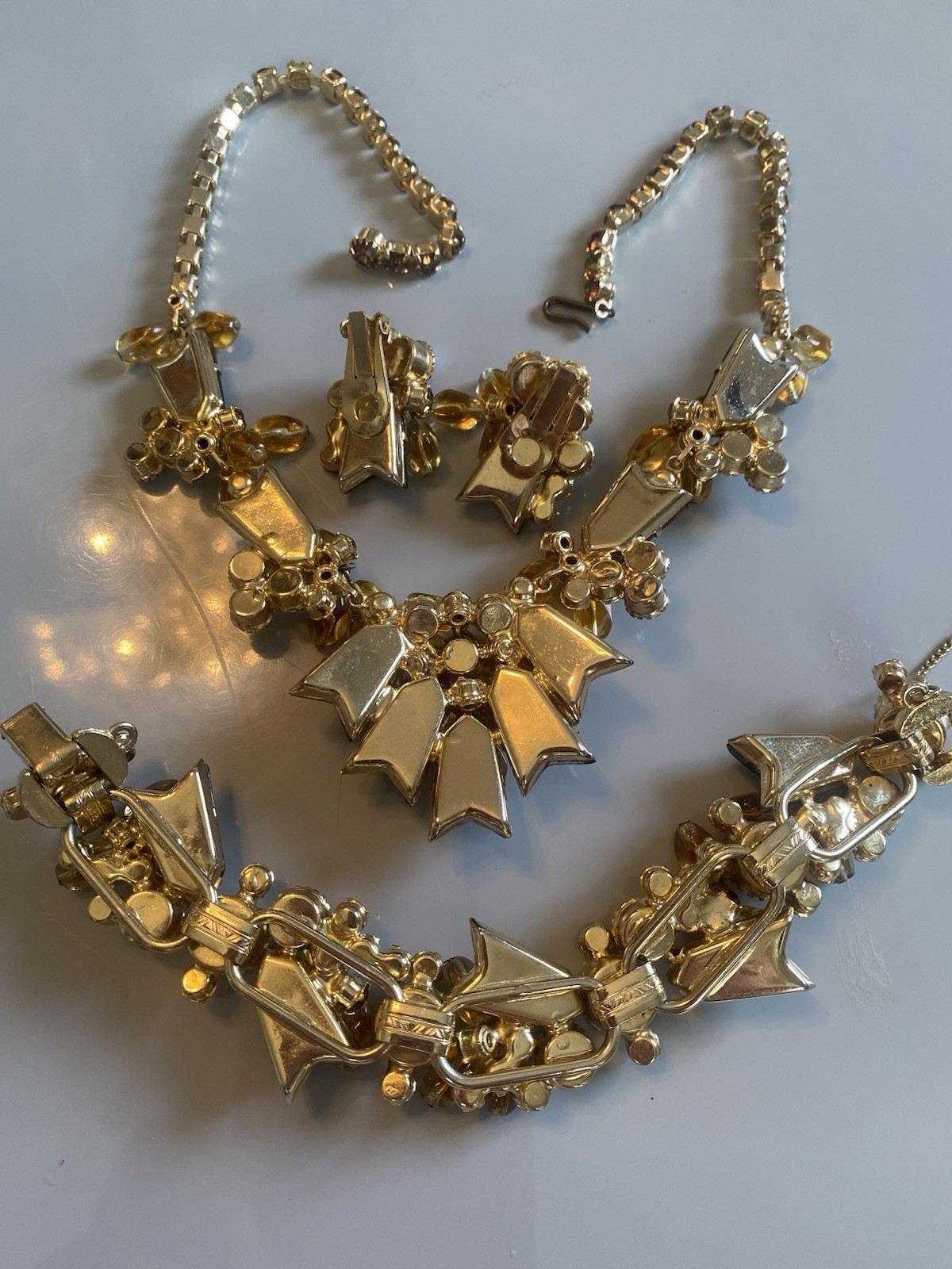 Vtg Juliana Arrow Head Dangle Bead Rhinestone Necklace Bracelet Earring Set Paru
