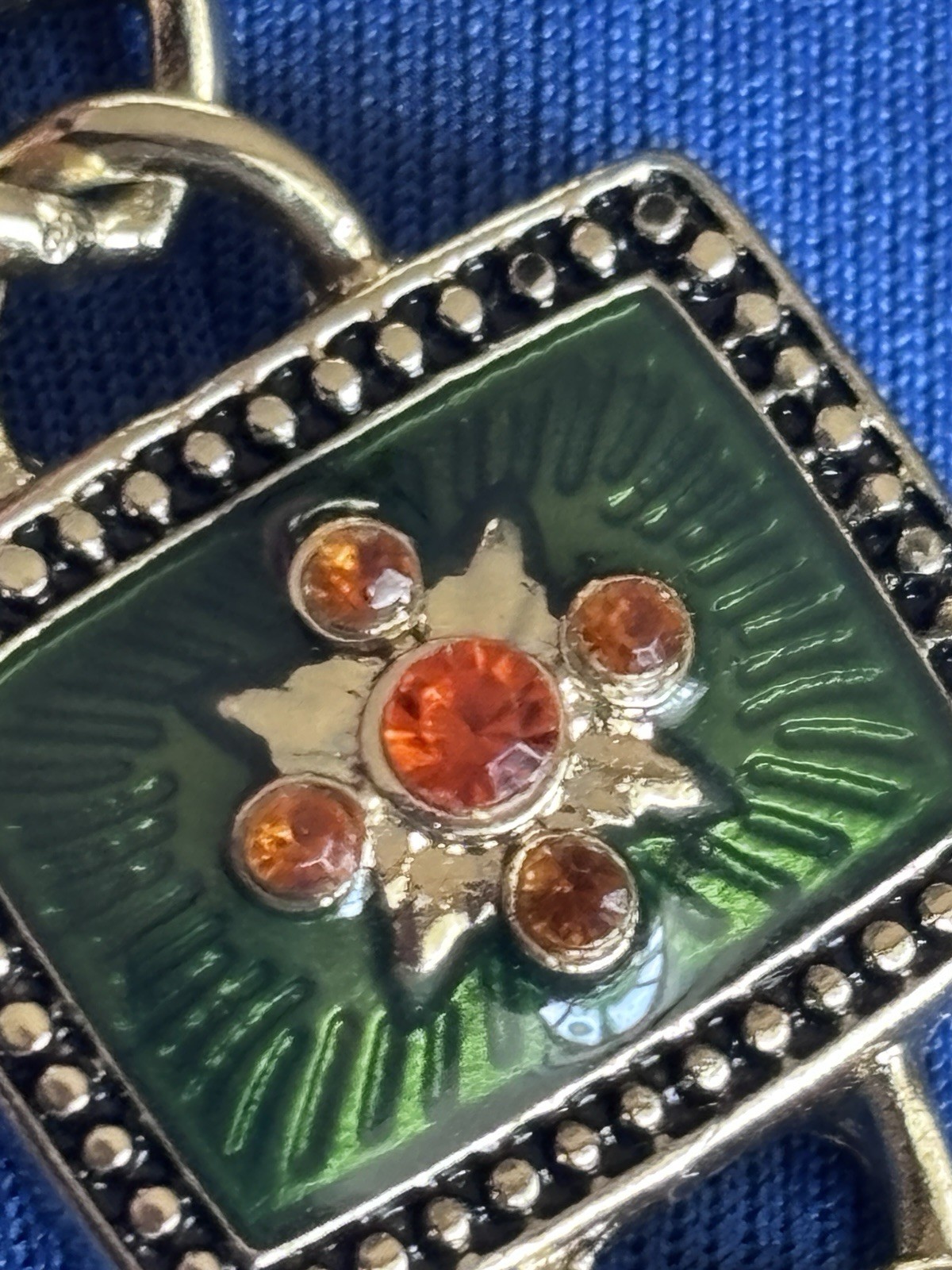 Napier enamel rectangular panel bracelet black base colored cabachons stones