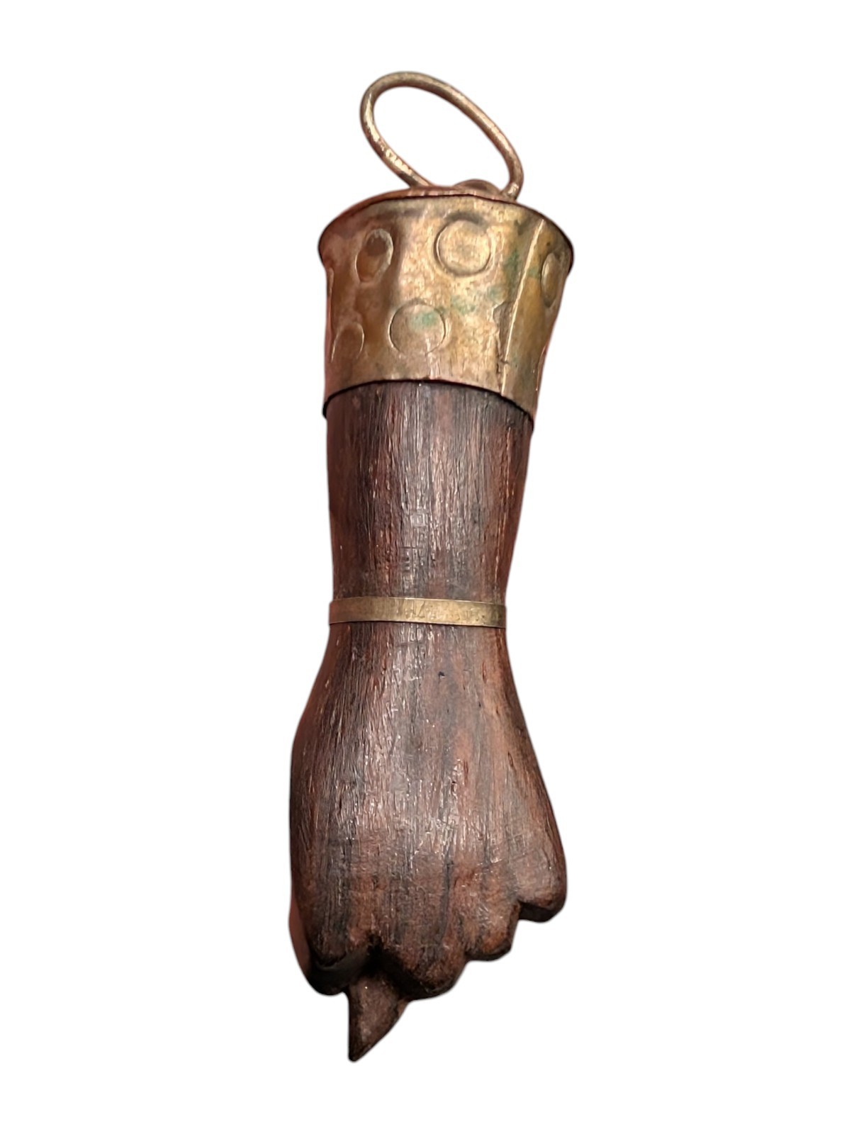 Vintage Carved Wood Figa Hand Mano Fist Protection Lucky Talisman Charm Pendant