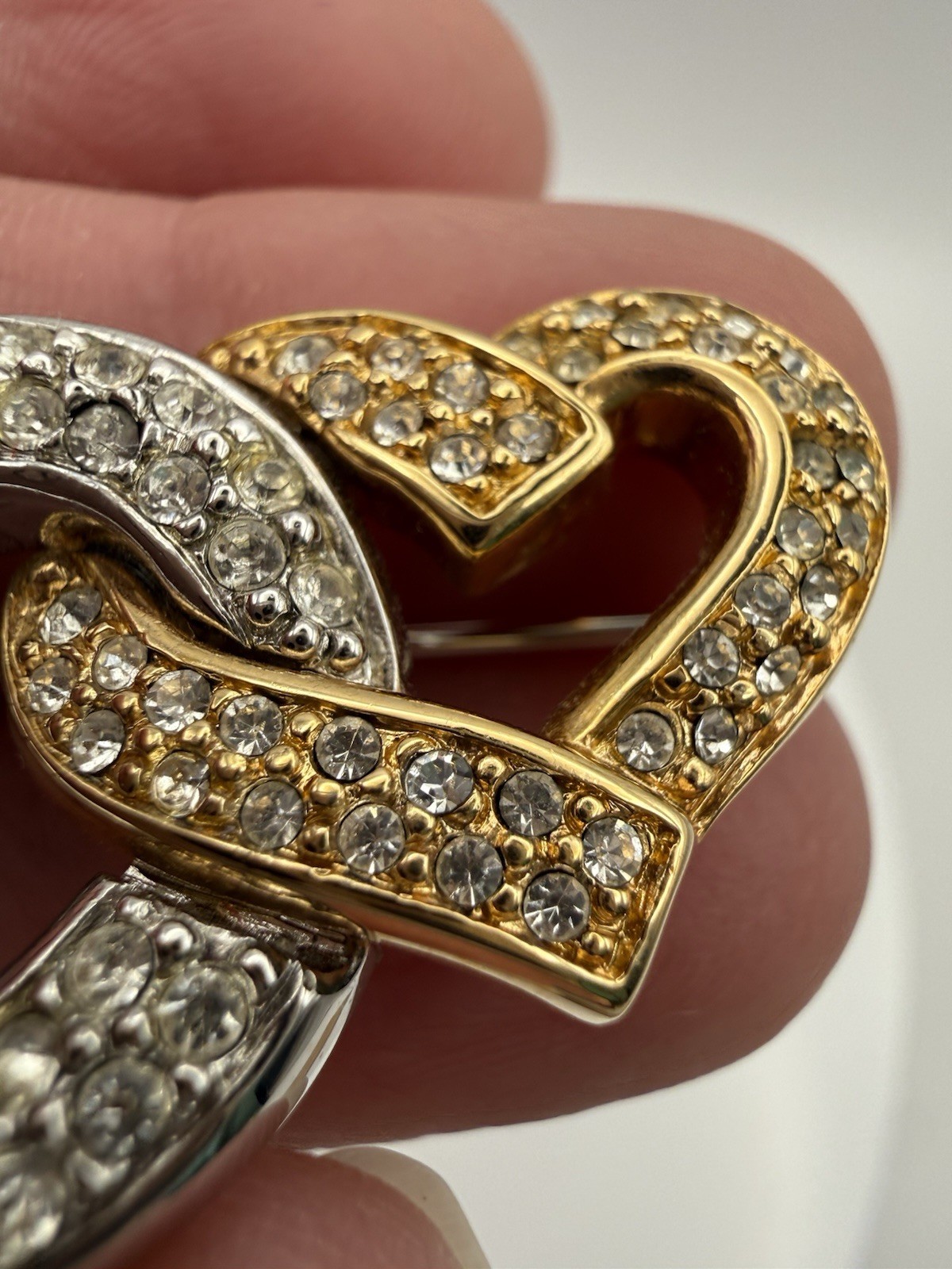Swarovski Brooch Lot Butterfly Double Heart Gold Silver Tone