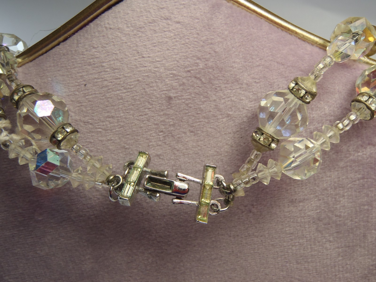 1950s Vendome Aurora Borealis AB Crystal Bead Double Strand Necklace 20in