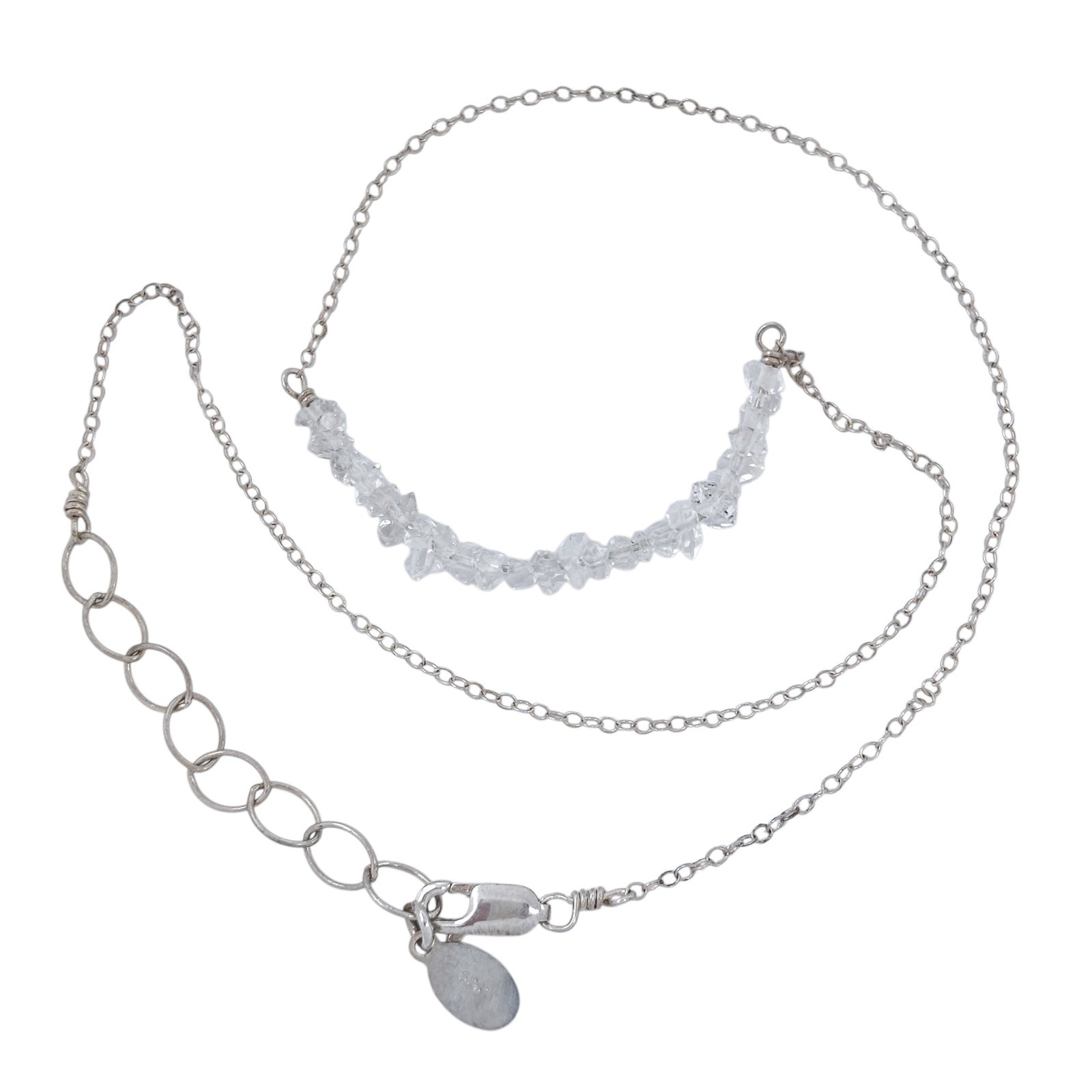 Deb Guyot Sterling Silver 925 Herkimer Quartz Crystal Bar Necklace | 16″-18″