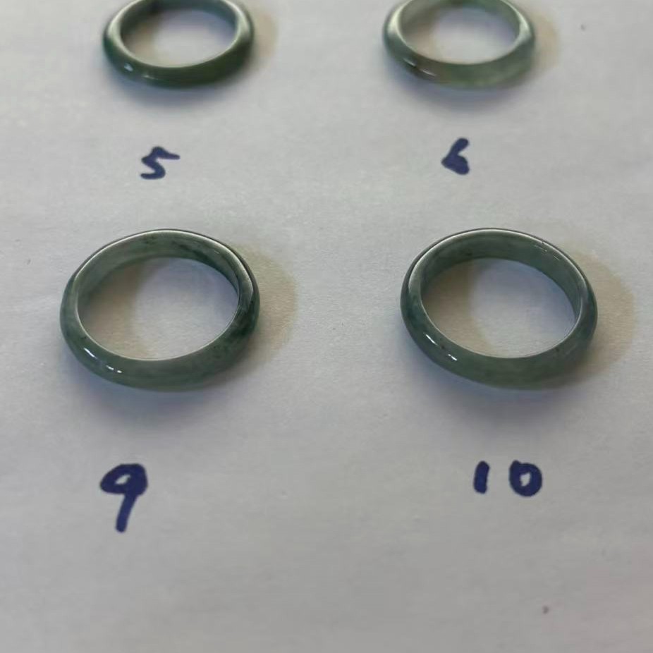 Hi-grade Natural green Jade Jadeite Rings Thin Band, Width about 3 mm
