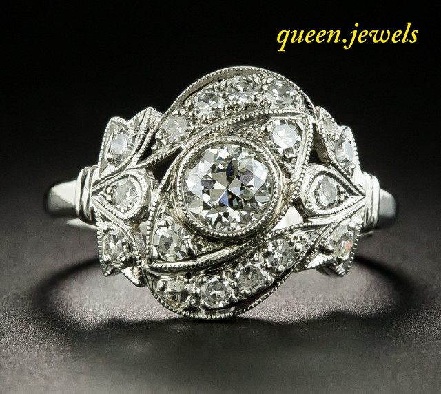 2.85CT Round Cut Lab-Created Diamond Vintage Art Deco Ring 14K White Gold Finish