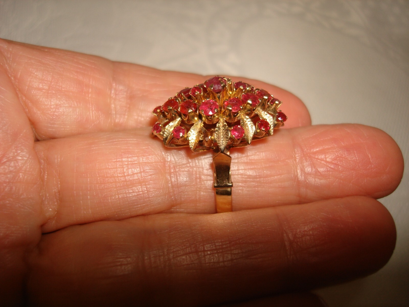 Vintage Stamp 14k Yellow Gold Ruby Rubies Now 13k Hand Made Harem Huge Ring 8.25