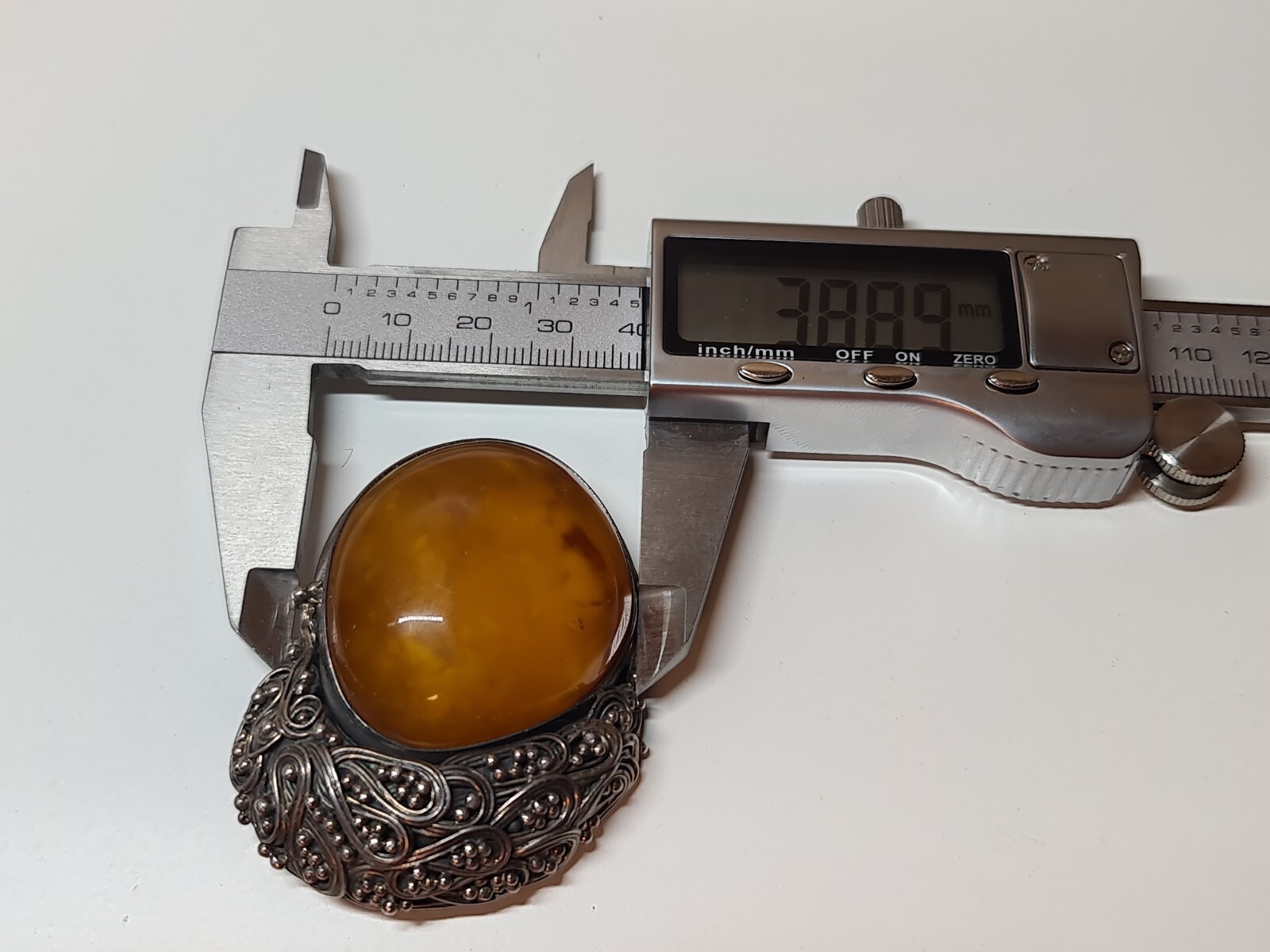 Silver brooch 900 try .with natural amber. Brooch Peacock Tail . made to order .