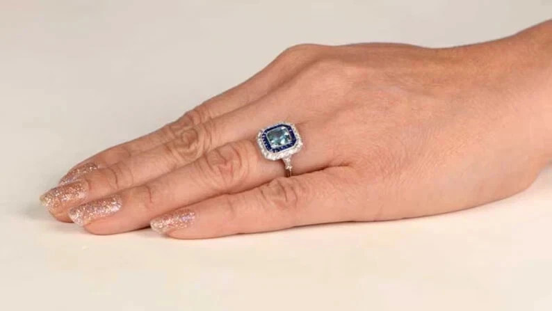 Art Deco Style 4.45Ct Lab Created Diamond Solitaire Ring 14K White Gold Finish