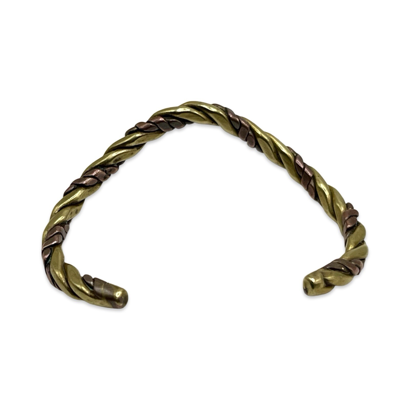 Vintage/Retro 1970s Twisted Copper & Brass Chevron Shaped Unisex Cuff Bracelet