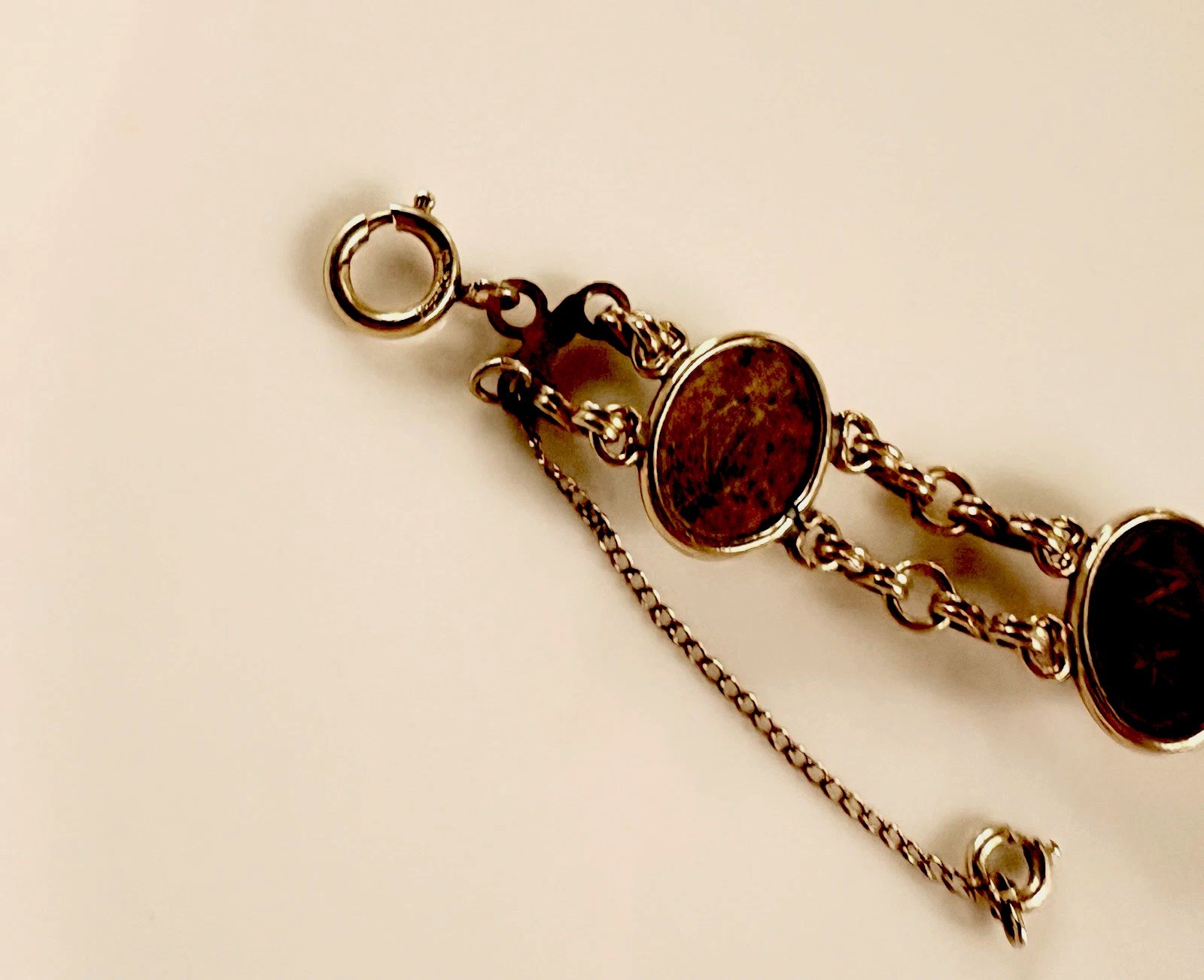 VINTAGE SCARAB DOUBLE LINK BRACELET~12 KT GF~7.5 IN.~1960’s