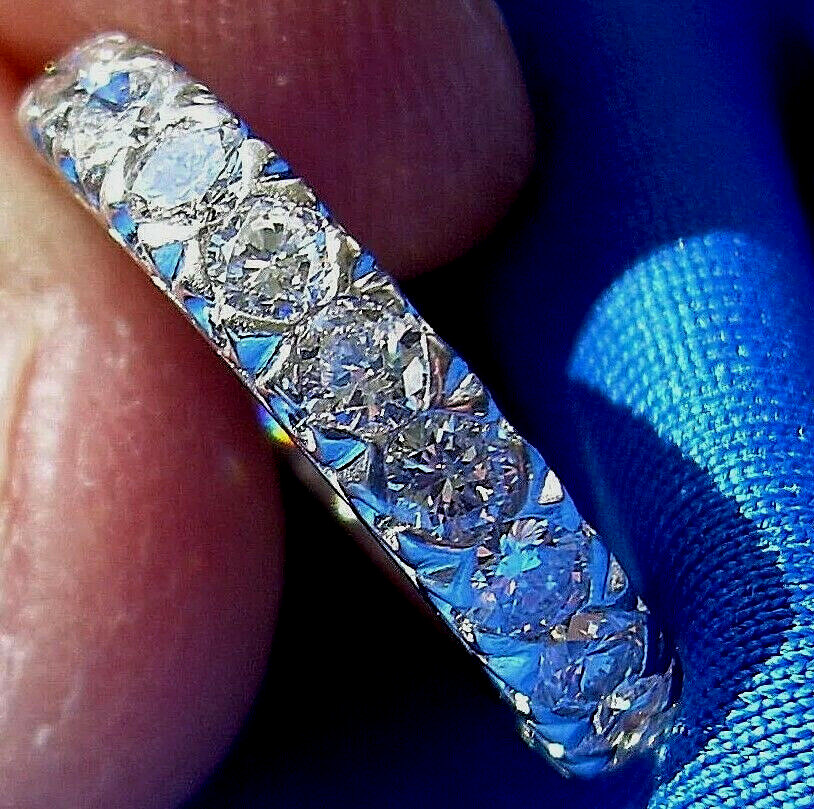 Original EARTH MINED DIAMOND Wedding BAND Deco Eternity Anniversary RING S – 6.5