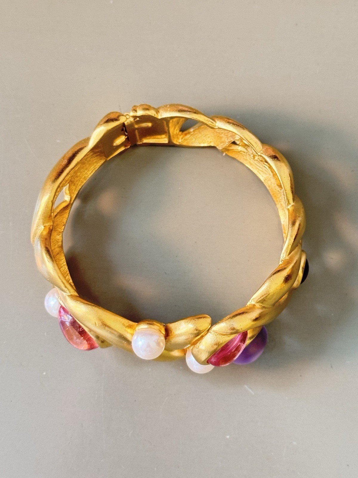 Vintage Signed MARVELLA Bracelet, Brooch Earring Set, Pink Lavender Faux Pearl