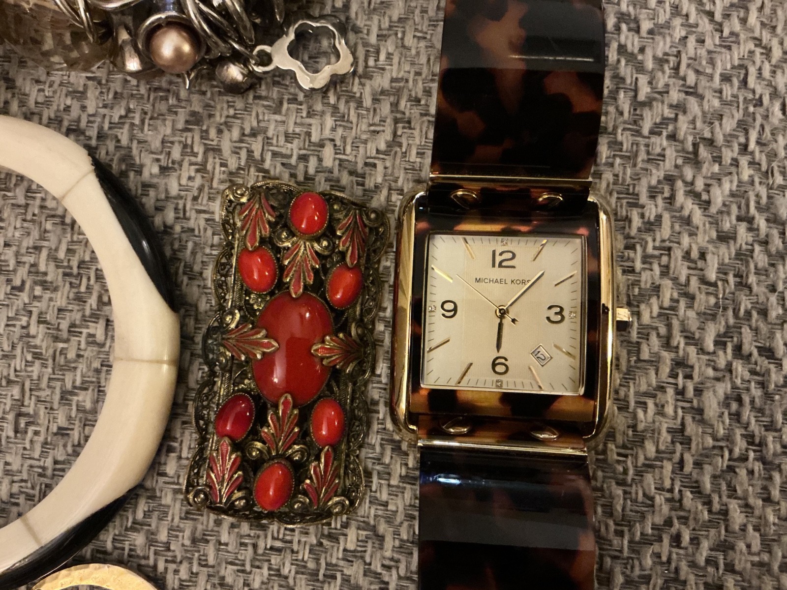 Lot Of Vintage/Modern Costume Jewelry-Two Watches-A Few Pcs of Sterling-Brooch