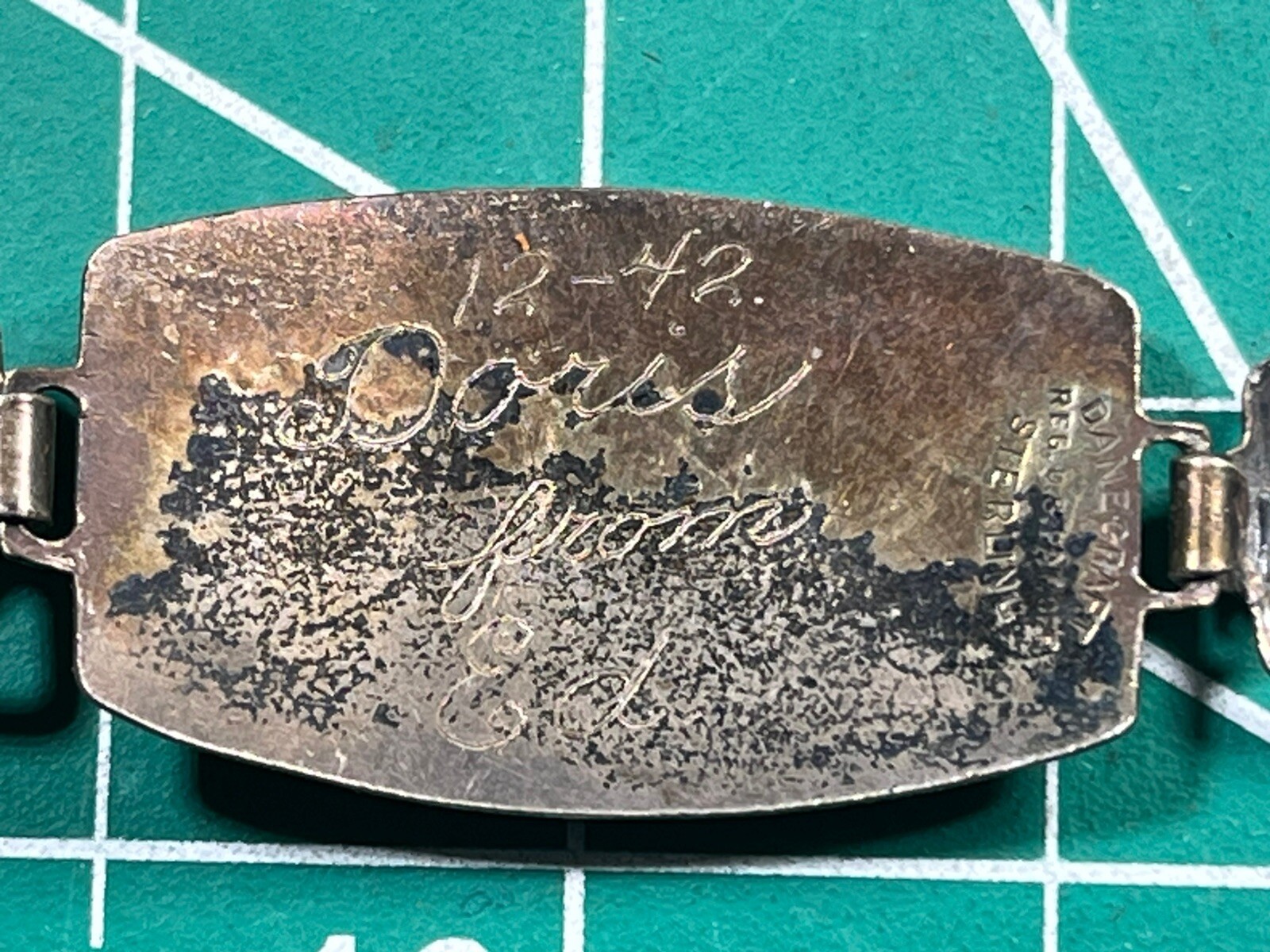 WWII USMC Marine Corps Sweetheart Bracelet Sterling Doris from Ed 12-42