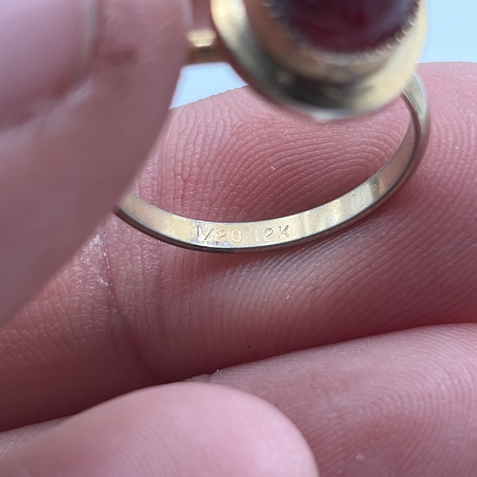 Vintage Scarab Egyptian Red 12k Gold Filled Adjustable Ring