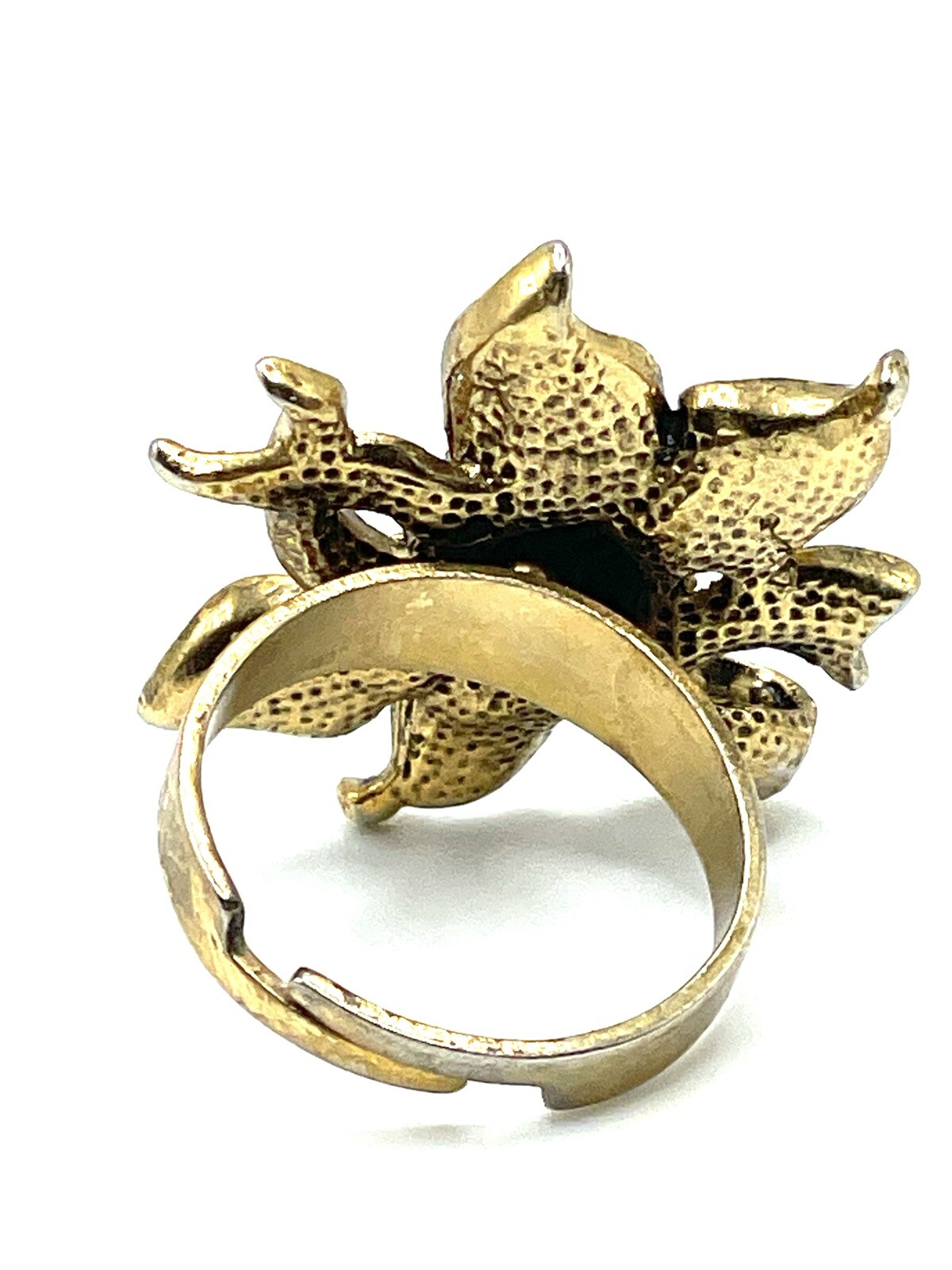 Sunburst AB Crystal Sunflower Gold Expandable Cocktail Ring Vintage Estate Piece