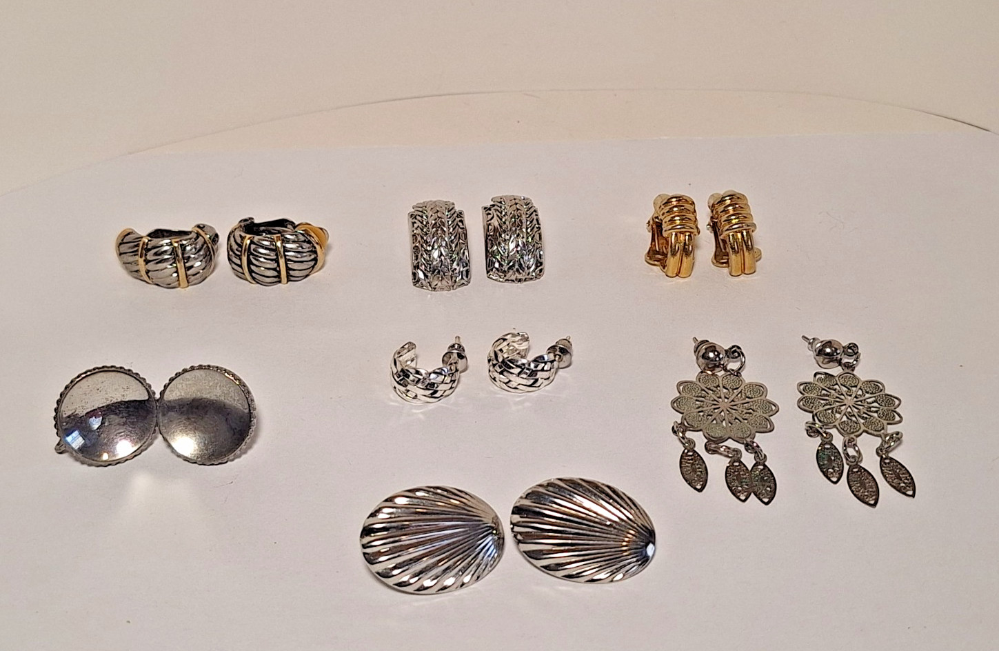 Lot of 6 Pairs Vintage Unbranded & 1 Branded Sterling Silver Fashion Earrings
