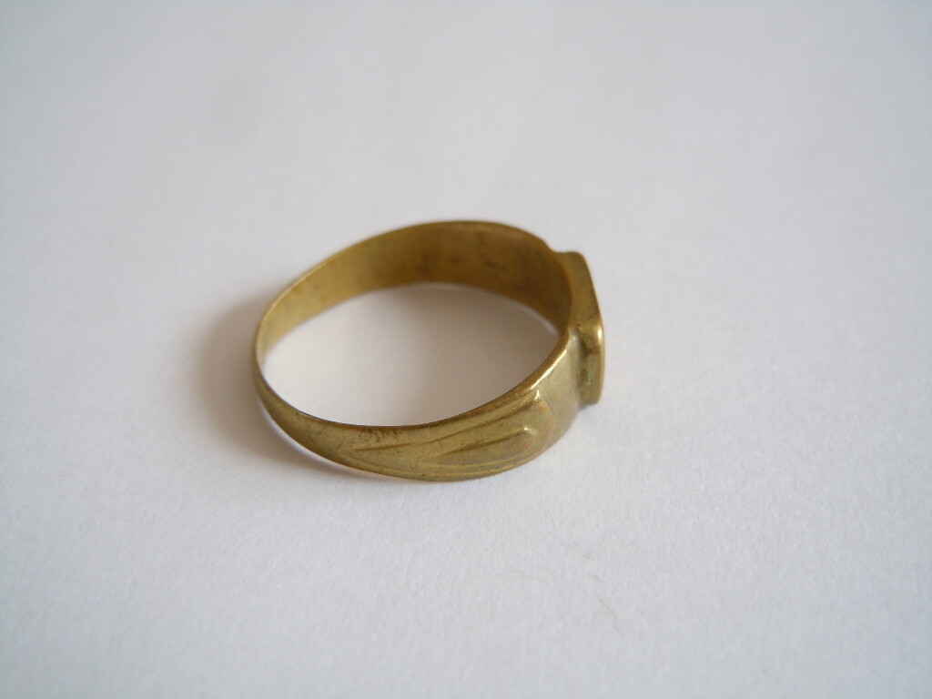 Vintage Signet Ring Brass Initial Engraving Monogram MA 2.4 g/Size 60/B:0.6 cm