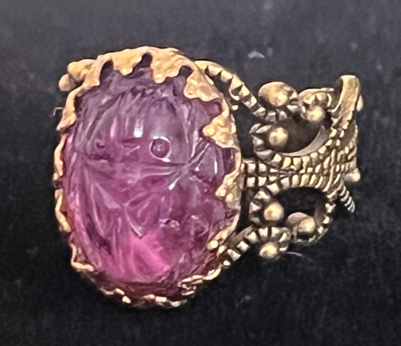 Scarab Ring Egyptian Beetle Antique Czech Glass Egyptian Revival Jewelry