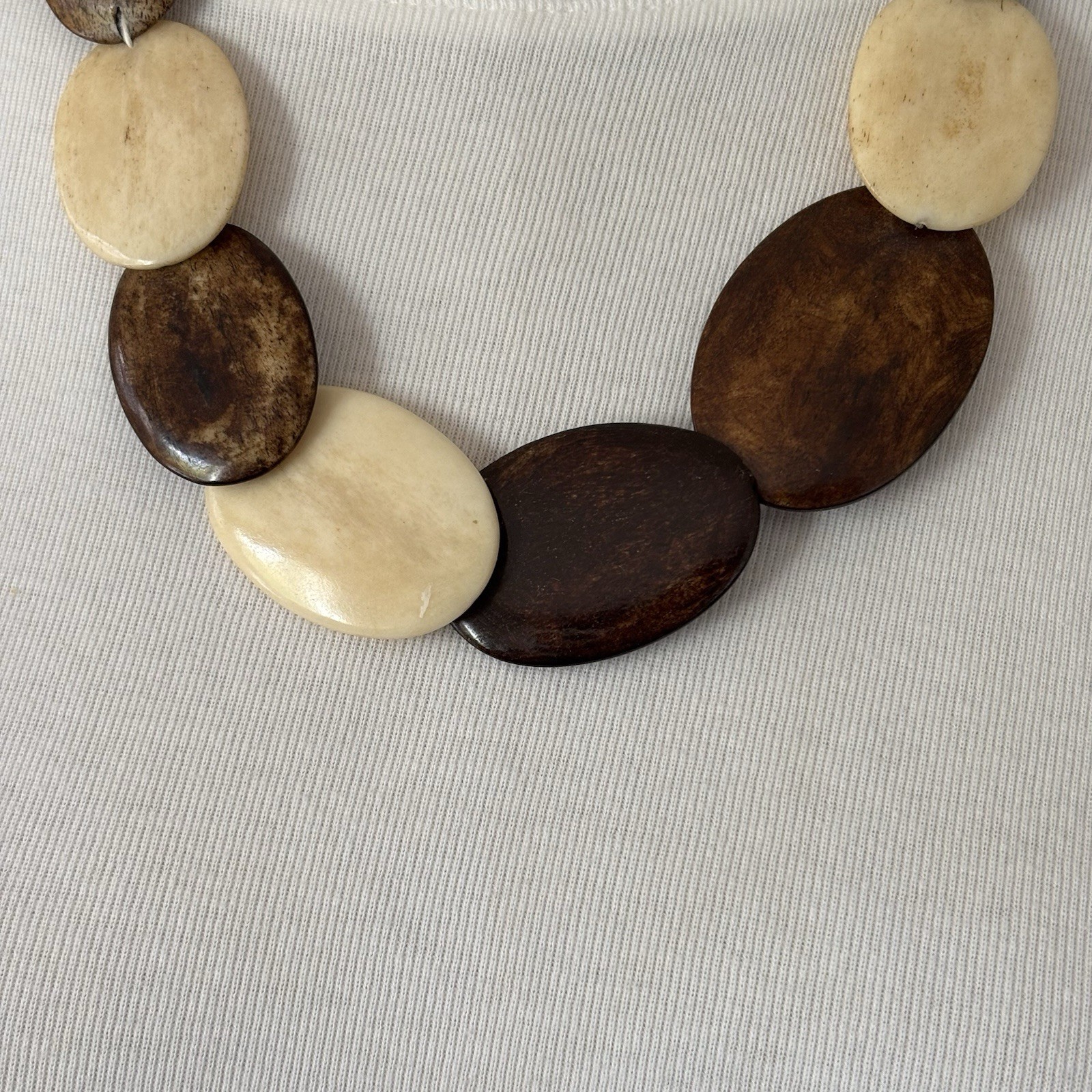 Vintage Bone & Wood Necklace Handmade Graduated