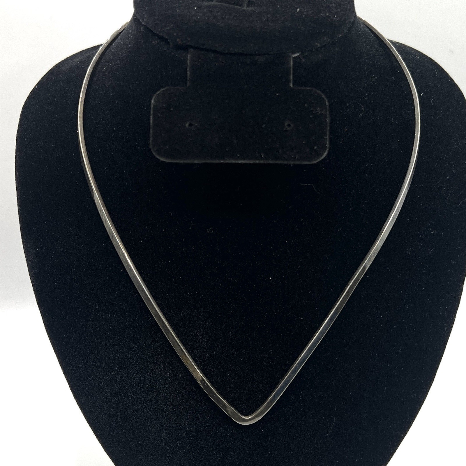Vintage Escorcia Mexico 950 Silver Modernist Teardrop V-Shape Collar Necklace