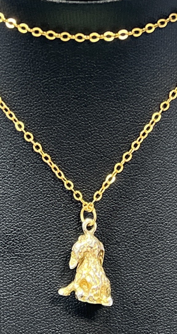 Vintage Cocker Spaniel Dog Pendant Necklace 1/20 Gold Filled 18”Gold Tone .5”