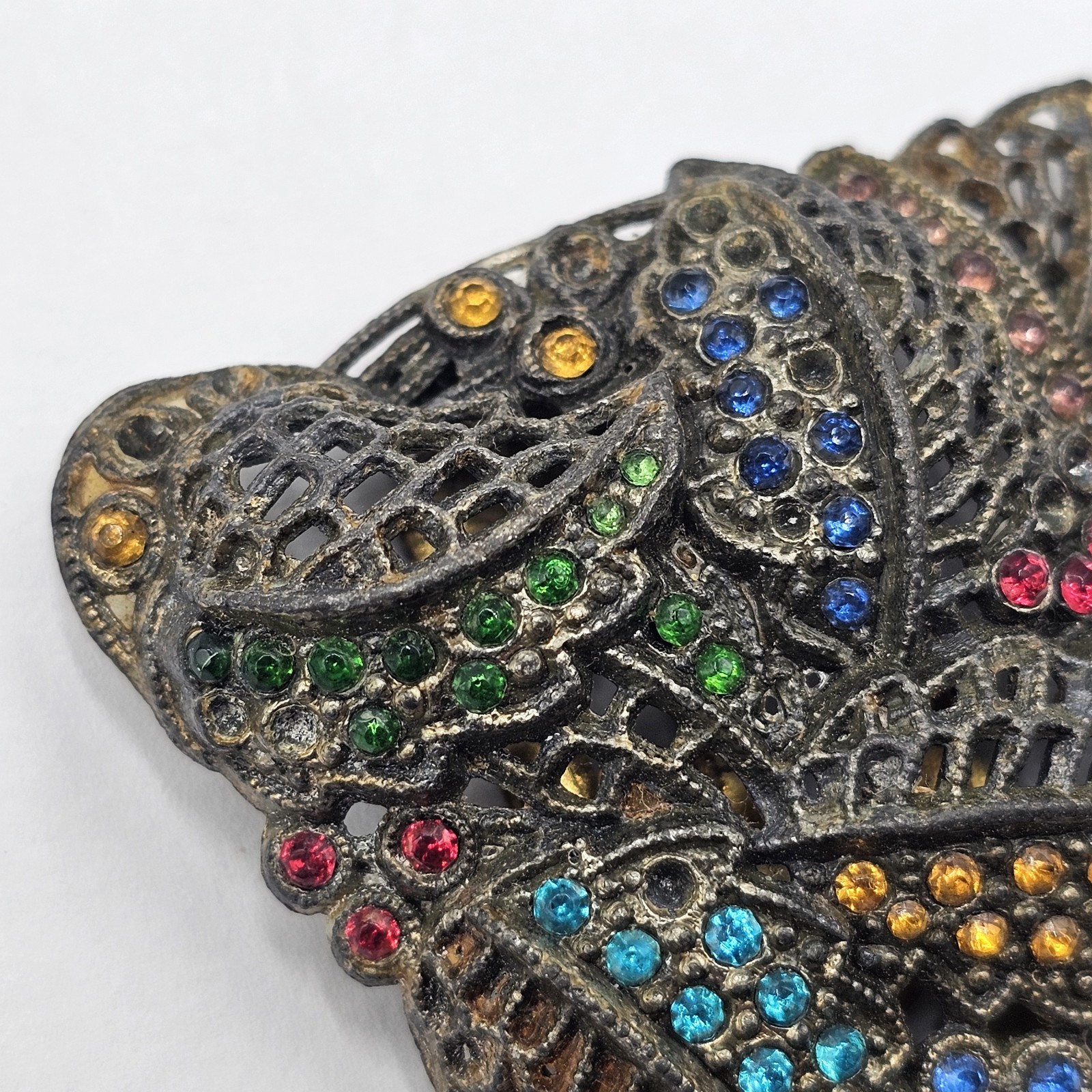 Beautiful Vintage Little Nemo Art Deco Rhinestone Leaf Dress Clip