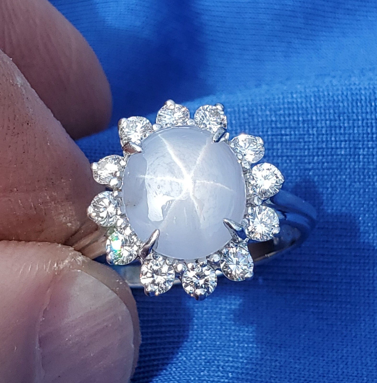 Original EARTH MINED STAR SAPPHIRE DIAMOND Deco Engagement Ring Diana Solitaire