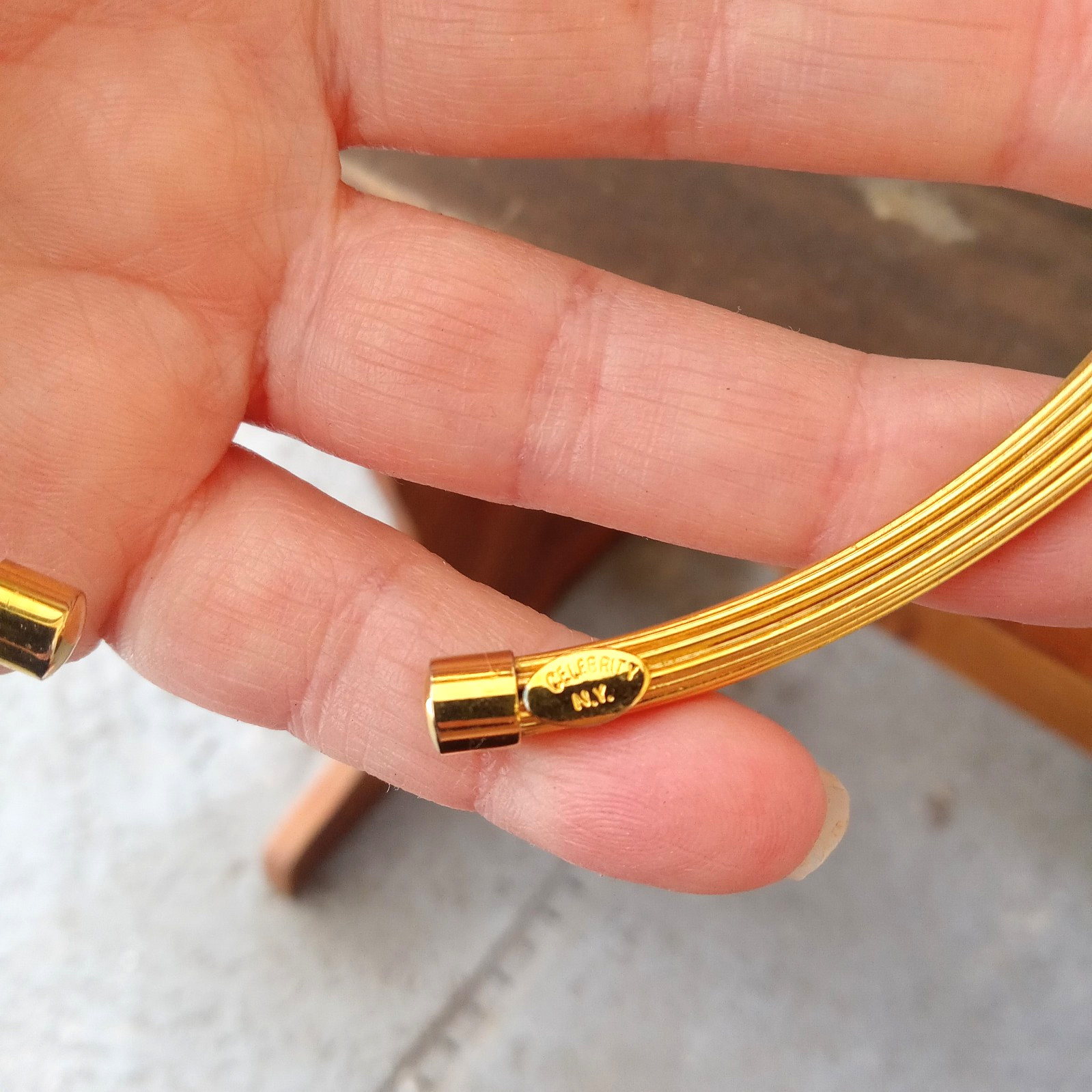 Vintage Goldtone Torque Wire Choker Necklace, Egyptian Revival by CELEBRITY NY