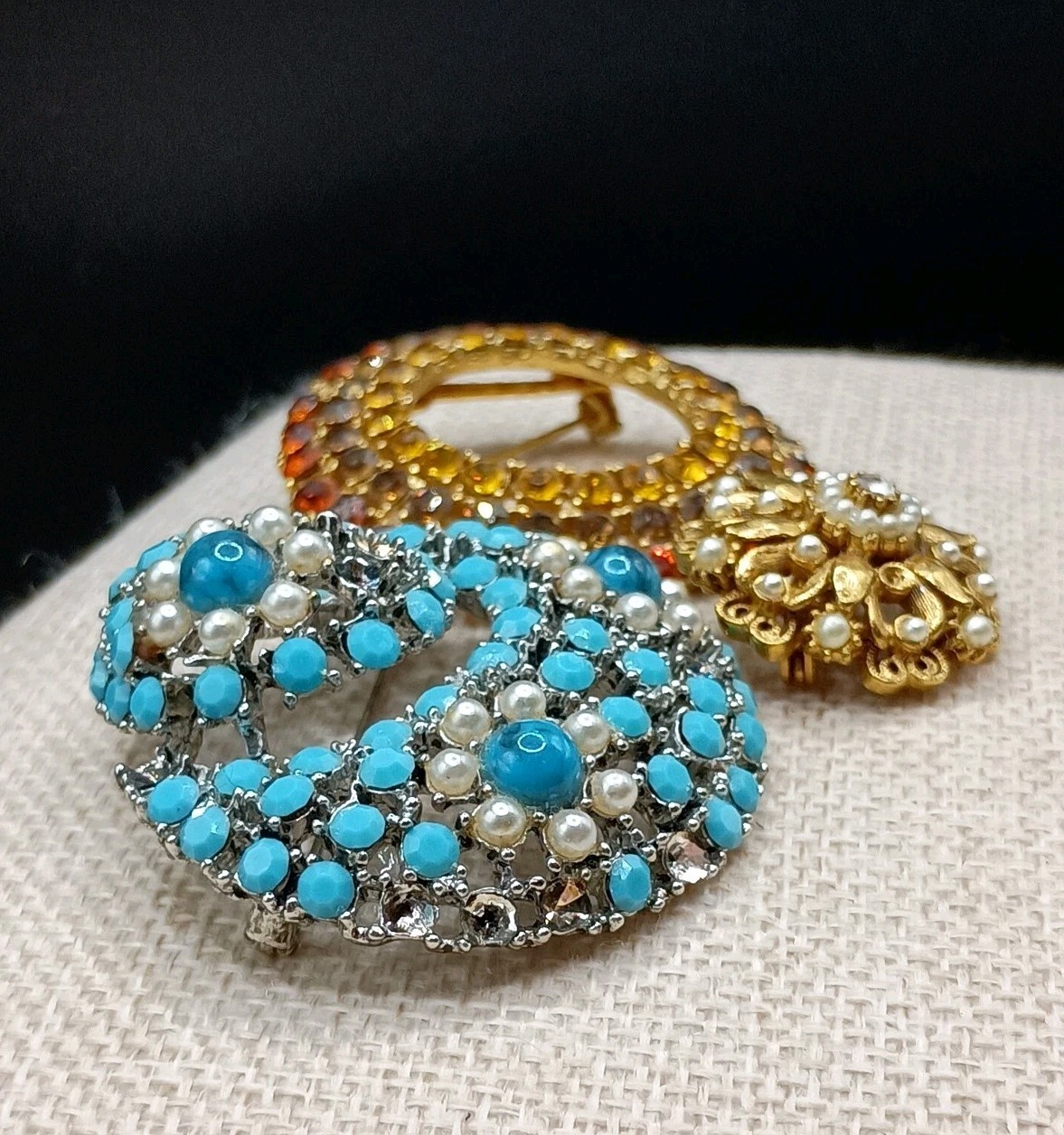 Vintage Weiss Florenza Rhinestone Brooch Designer Lot 3 AS iS REPAIR LOT READ