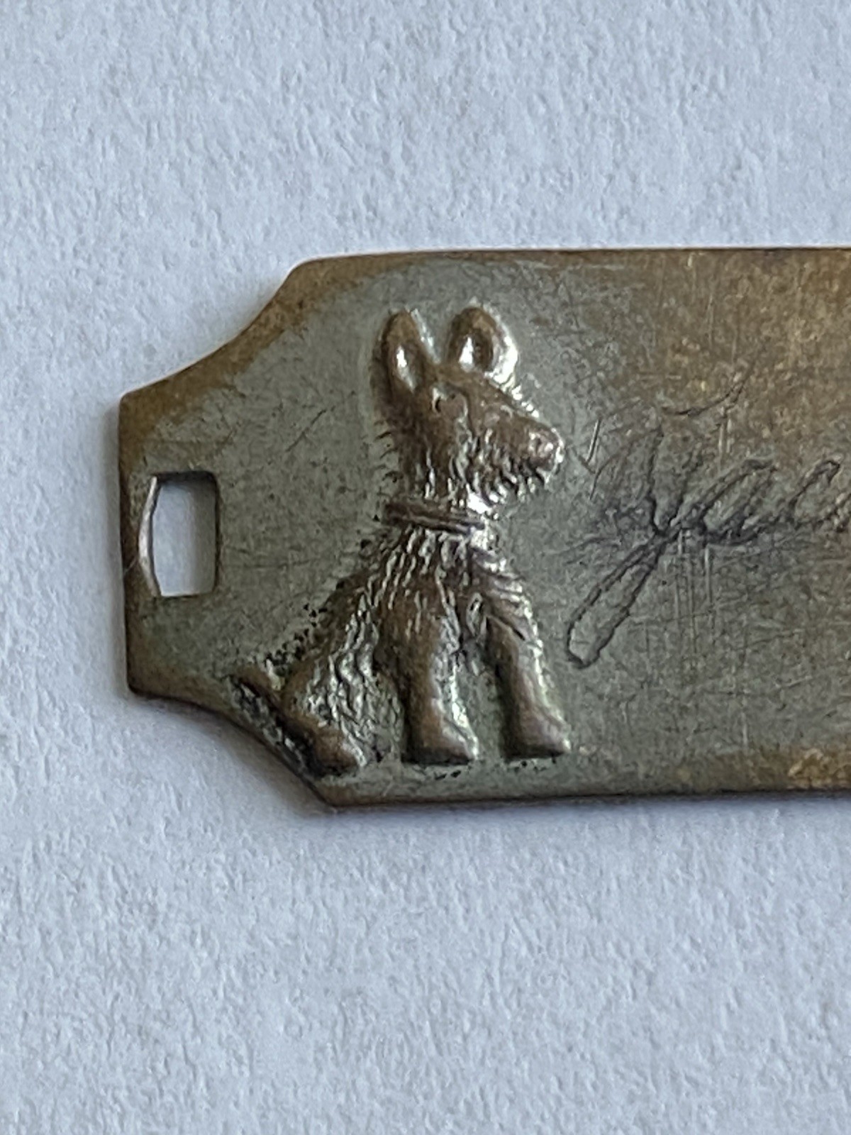Vintage Jackie Engraved Scotty Dog Tag Bracelet Link Puppy ID Scottish Terrier