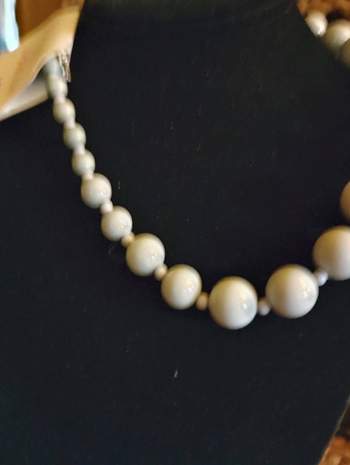 Gray Graduated Acrylic Bead Choker. Nickel Free. 14″