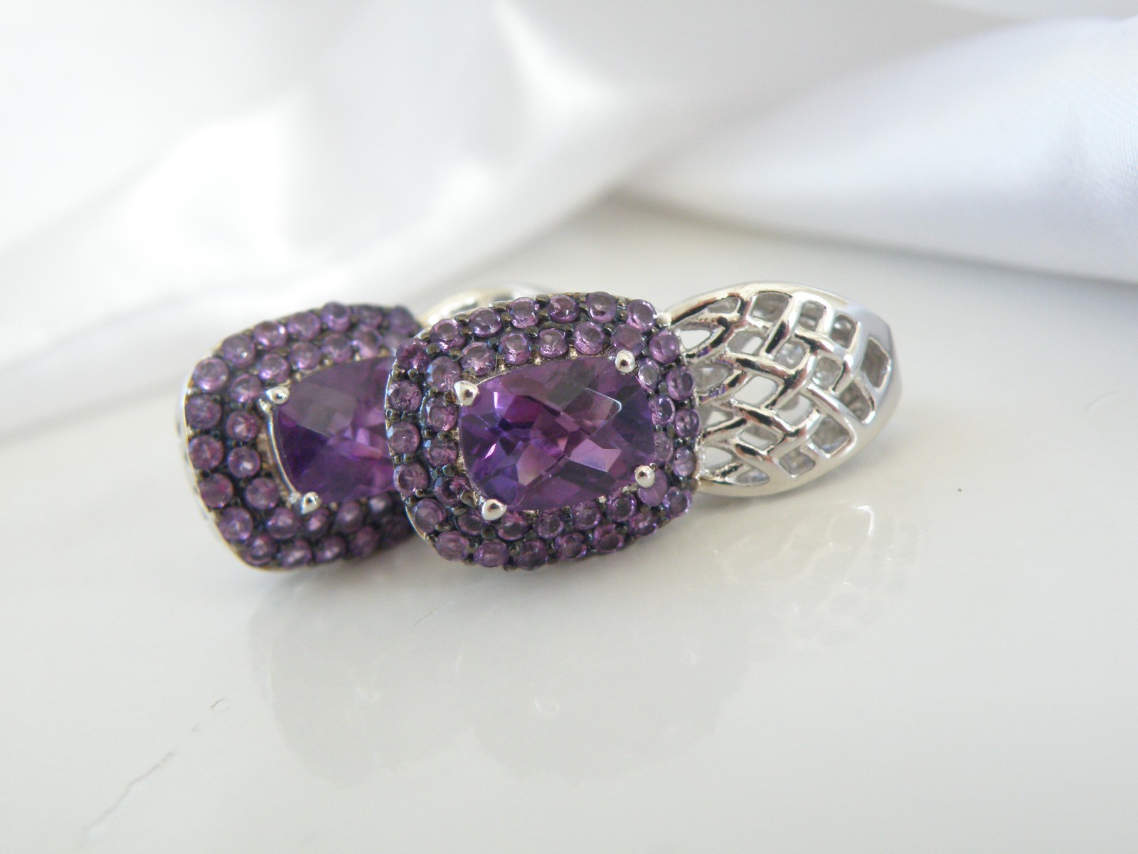 Sterling Silver 925 Natural Heated African Amethyst Earrings