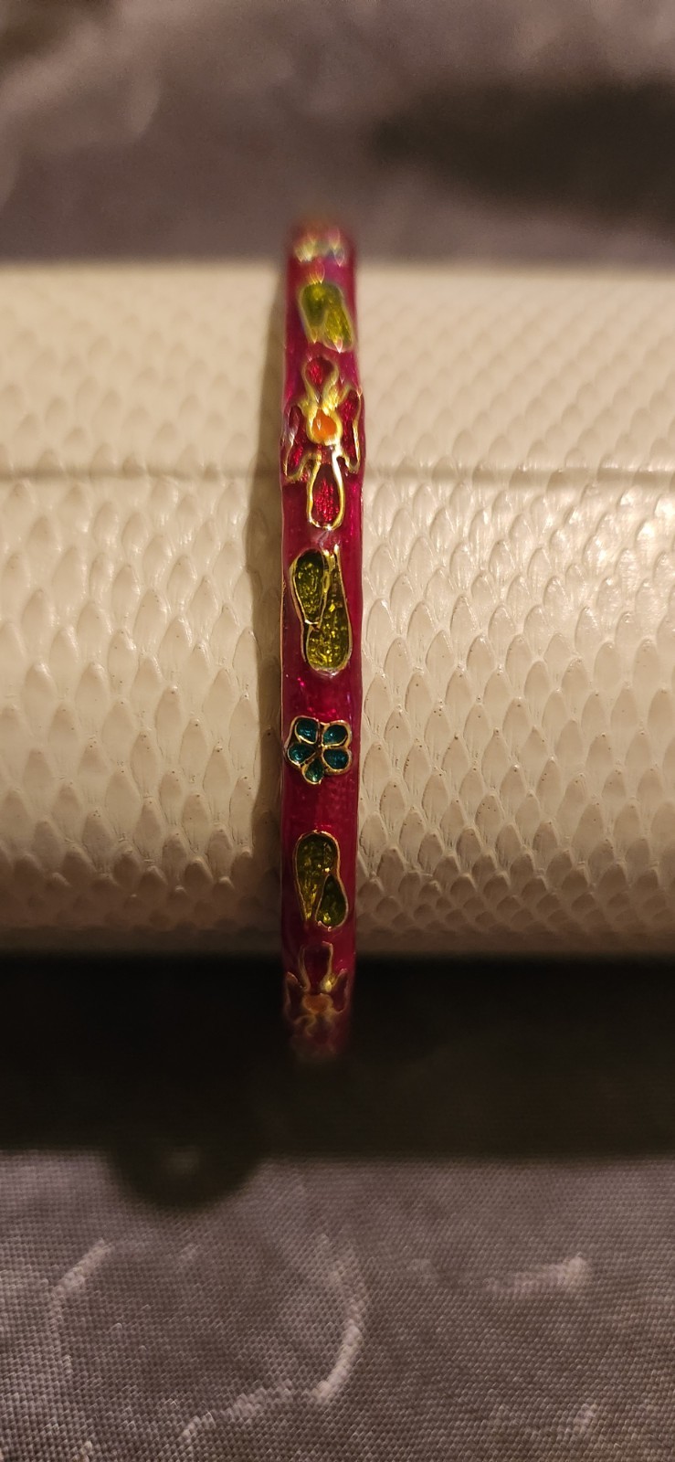 Cloisonne Bangle Bracelet Handmade Chinese Traditional Enamel Flowers And Sandle