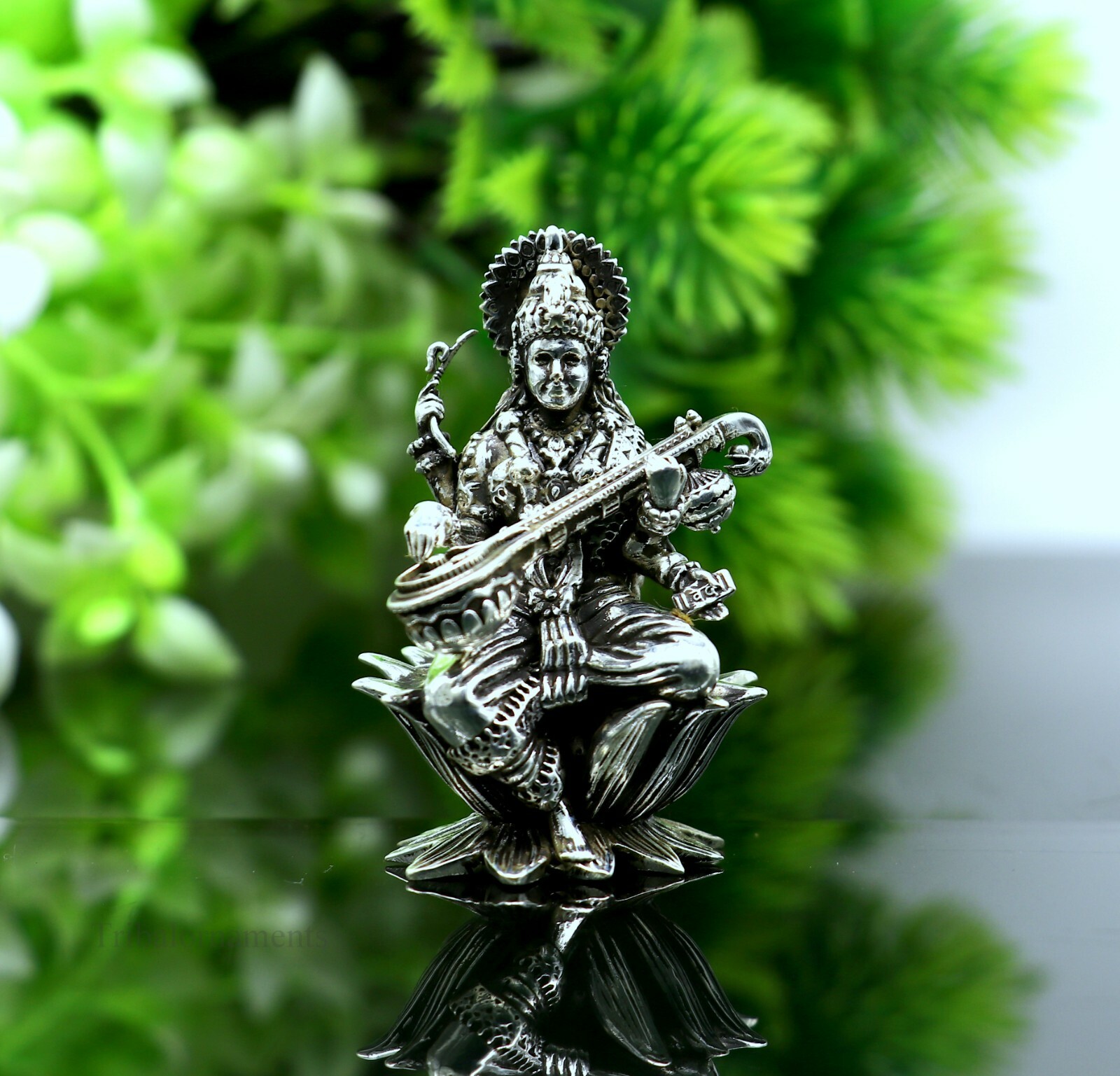 925 sterling silver Goddess Saraswati statue, figurine, puja article art121