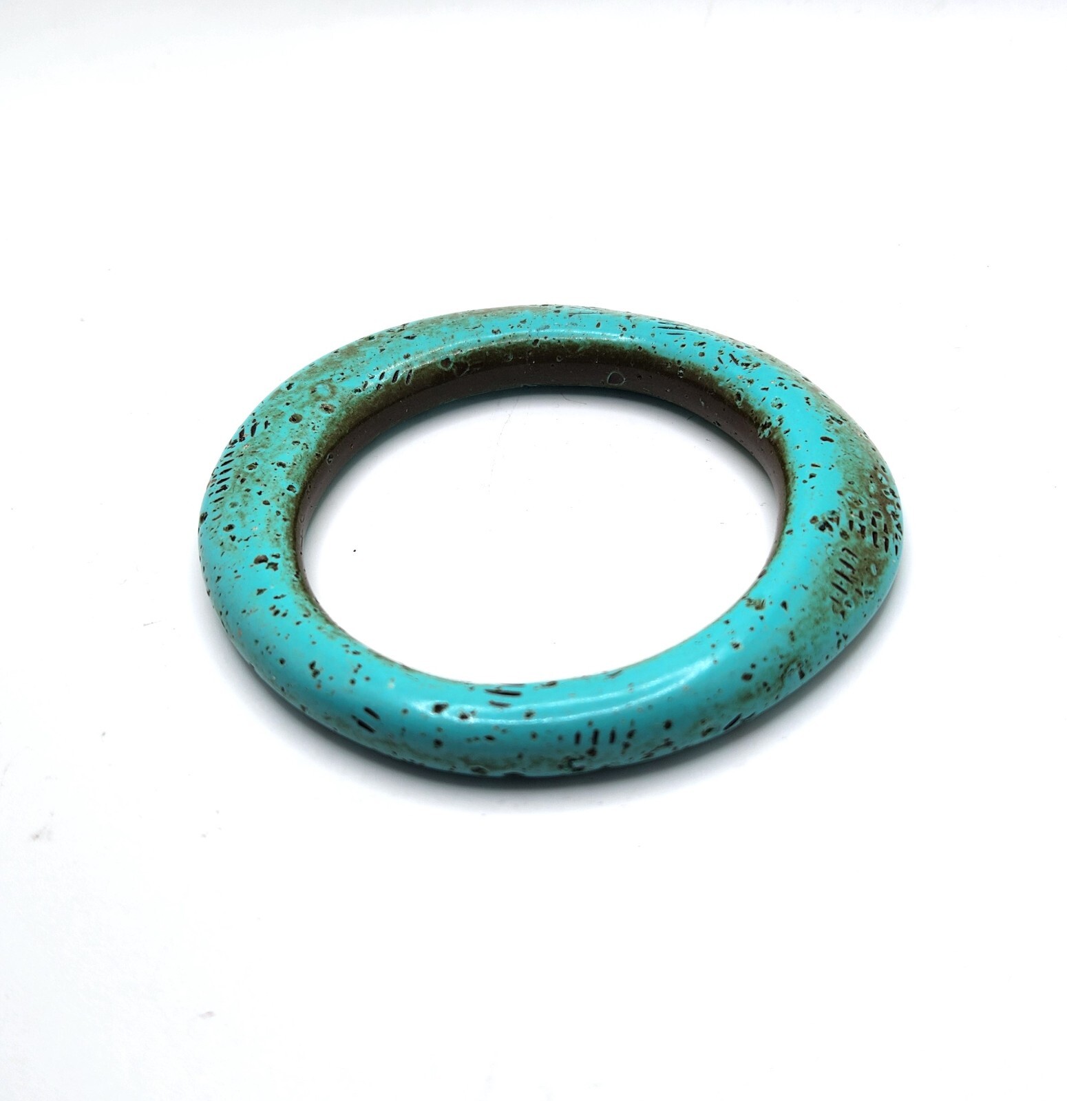 Vintage Angie Gooderham sculptural acrylic resin faux turquoise bangle bracelet