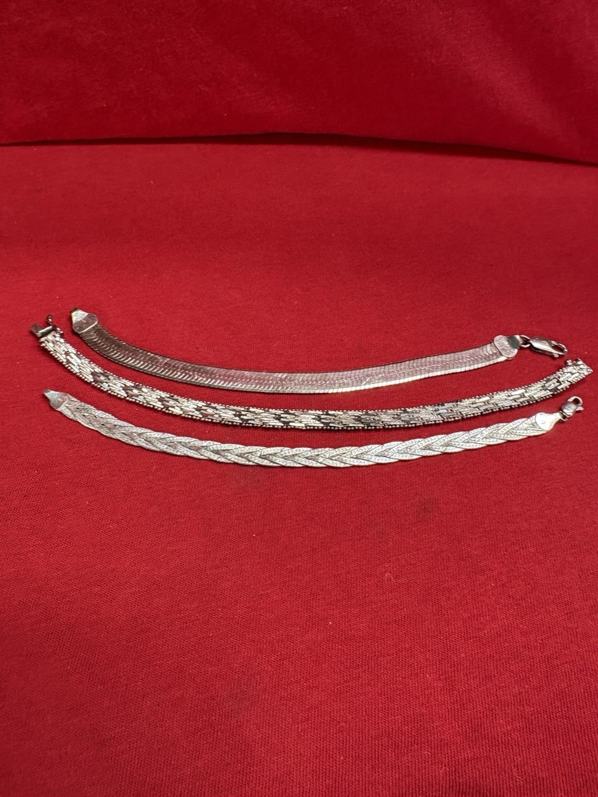 Vintage Sterling 925 Lot (3) Bracelets 2Italy,1Canada, 3 Sizes See Pics Used