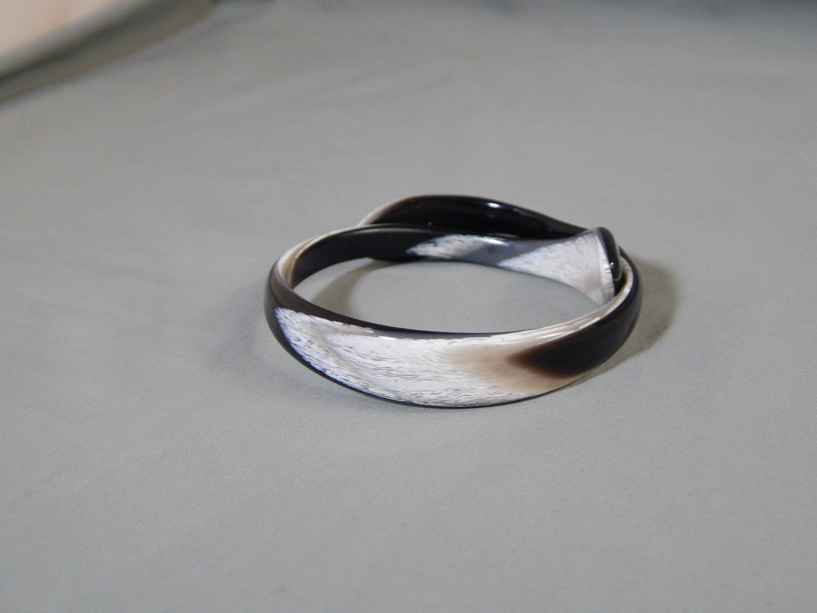 Lea Stein Black & Gray Cellulose Acetate Celluloid Plastic Wrap Snake Bracelet