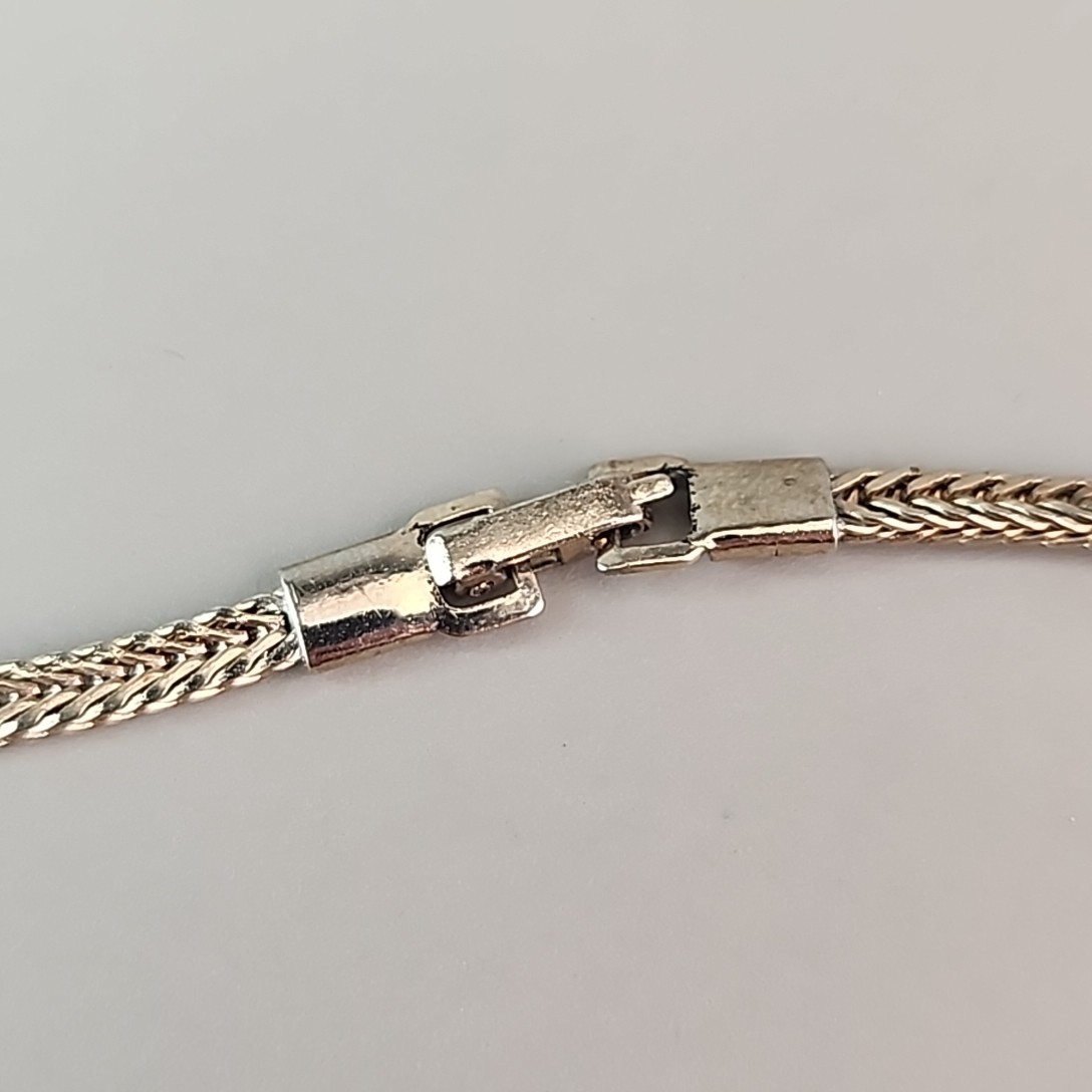 Vintage Rhinestone Necklace Purple Tassel Gold Tone Foxtail 15″