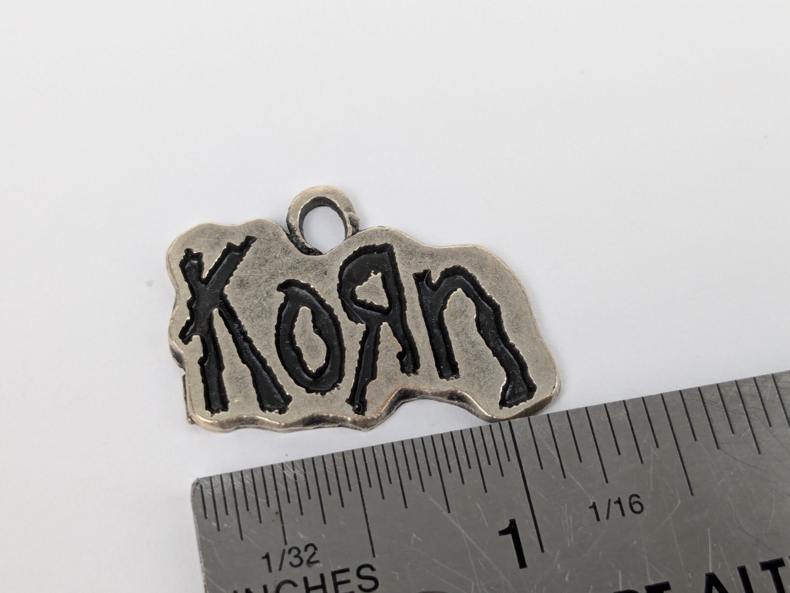 Vtg 1990’s KORN Charm Pendant Pewter Metal Rock Band NuMetal Necklace Bracelet