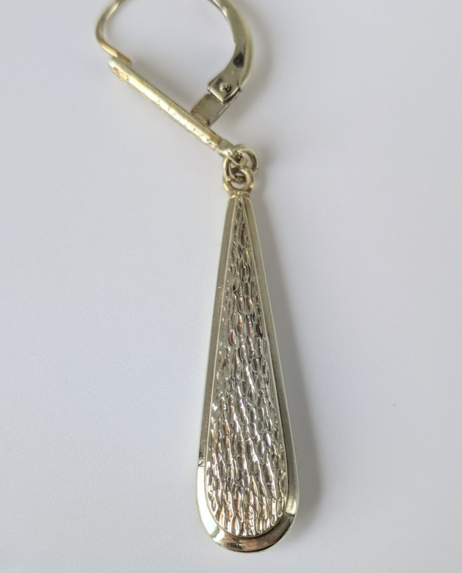 Rare Vintage 14K Gold 3.71g Teardrop Dangle/Drop Leverback Earrings With Texture