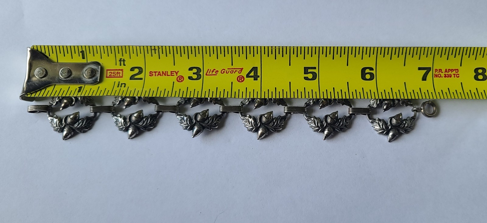 VTG Danecraft Sterling Silver Acorn Oak Leaves Wreath Bracelet Signed 7″ 14gm