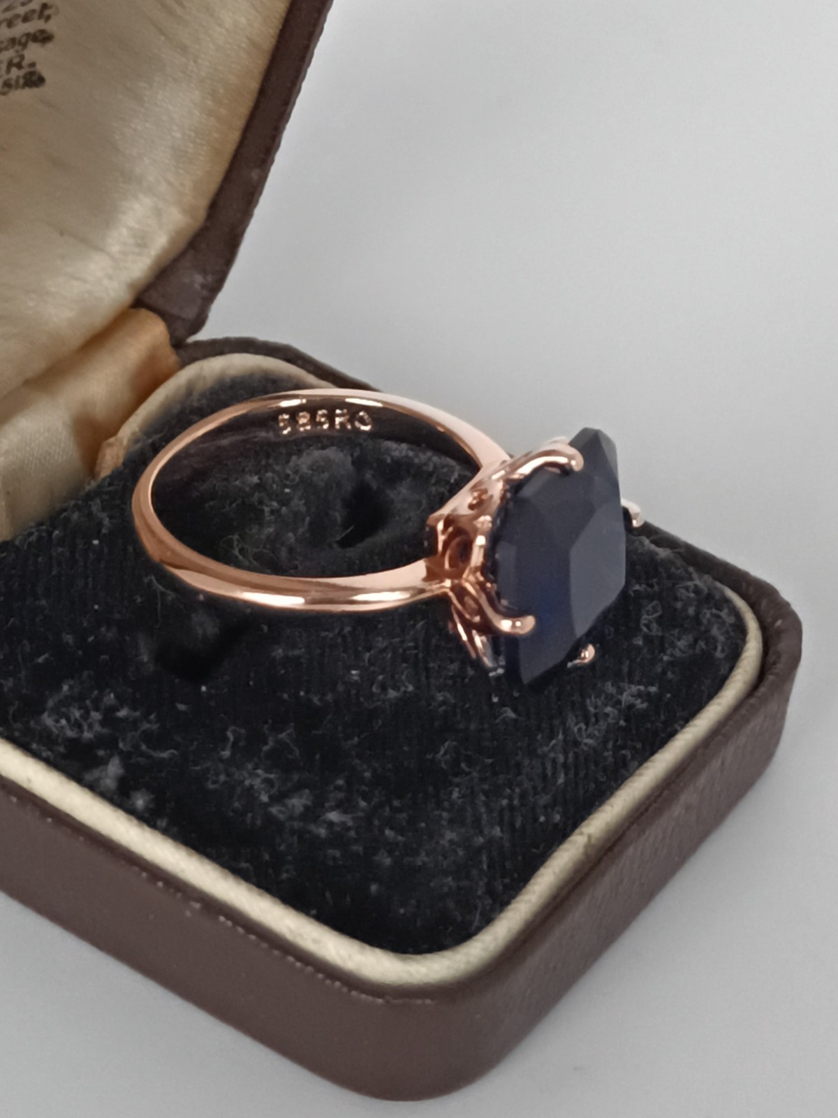Vintage 1990-s 14 Ct Rolled Gold Sapphire Ring Size UK P US 7 1/2 – Hallmarked!