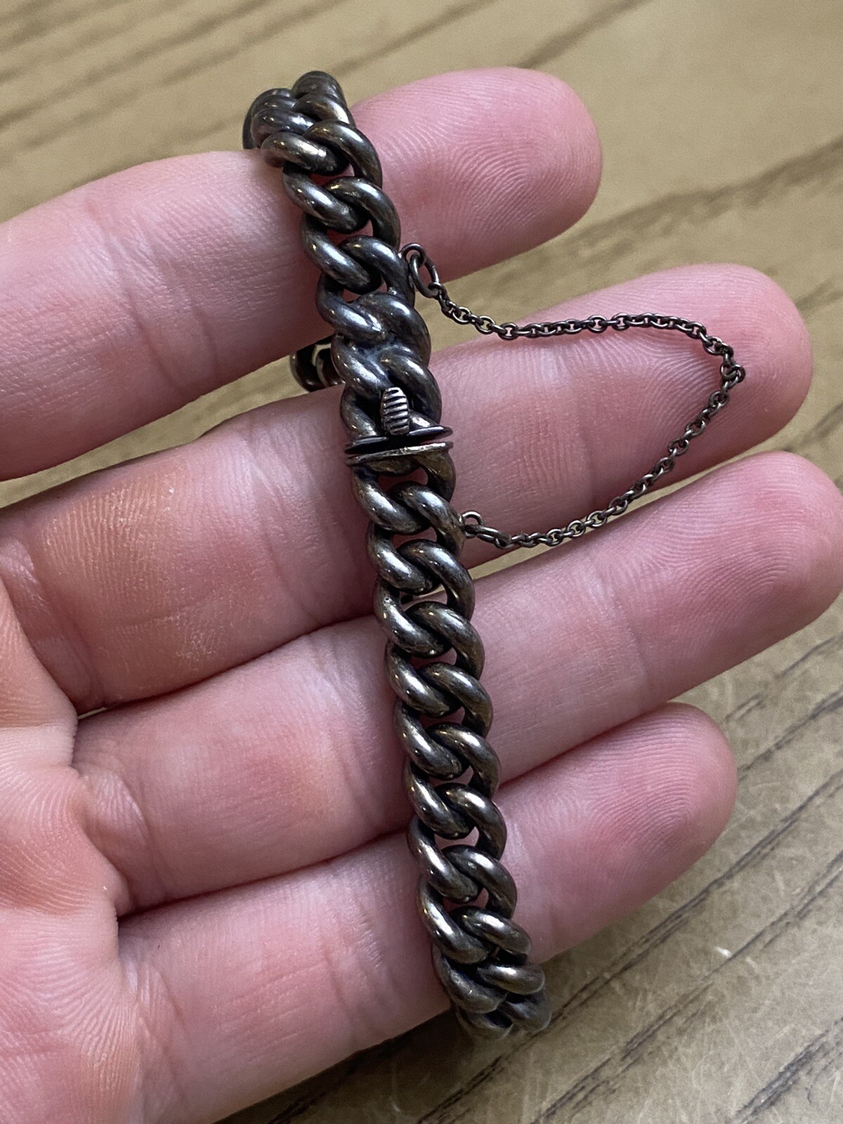835 Silver Signed Vintage Heavy Braided Link Bracelet