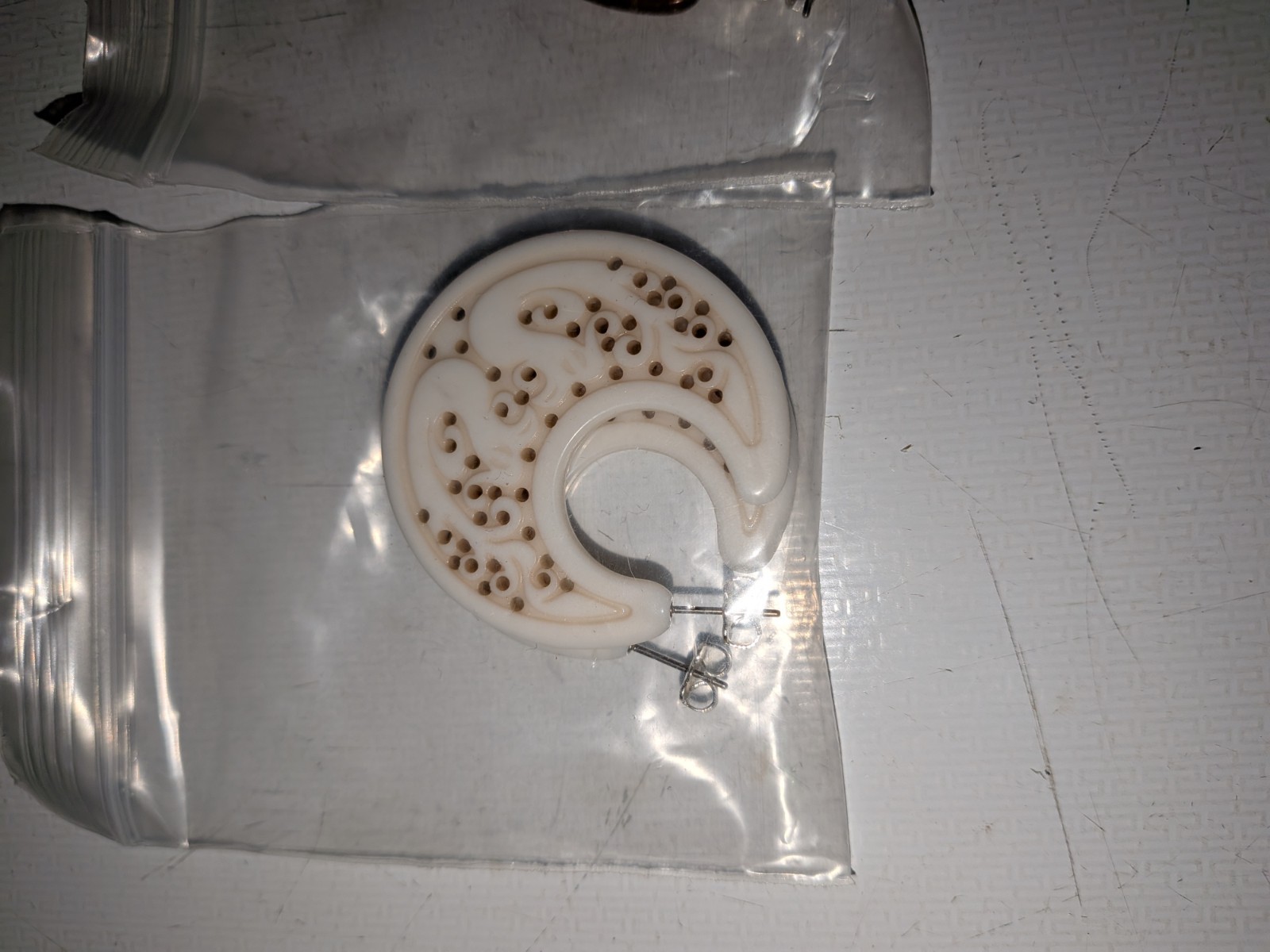 Vintage Avon Crescent Swirl Plastic Stud Earring, 3 Pairs