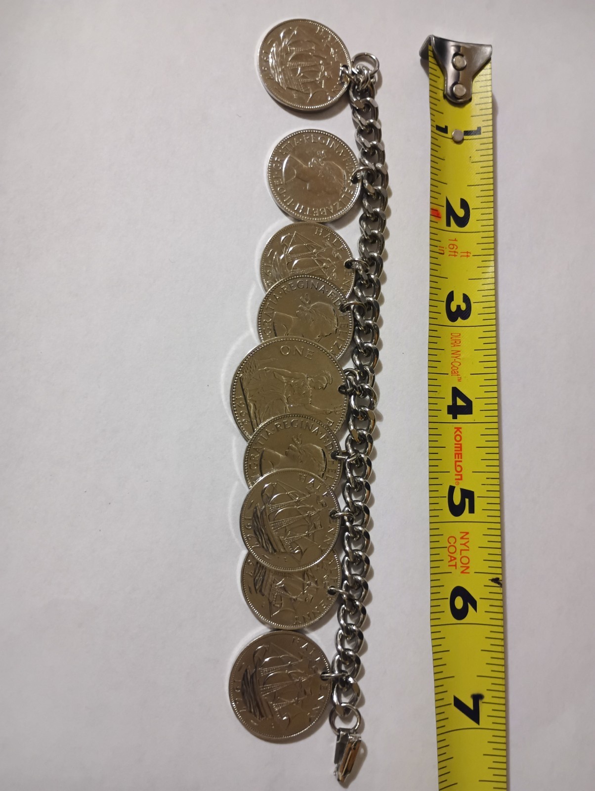 Vintage Great Britain Coin Charm Curb Link Bracelet 1966-67